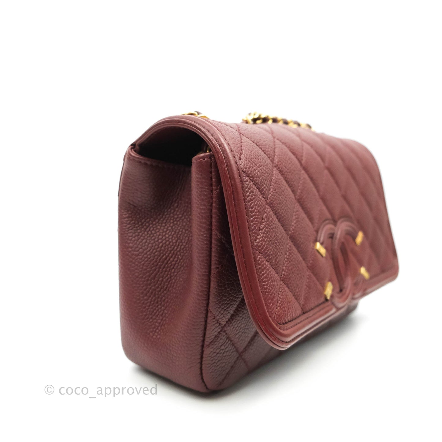 Chanel Quilted Small CC Filigree Flap Burgundy Caviar
