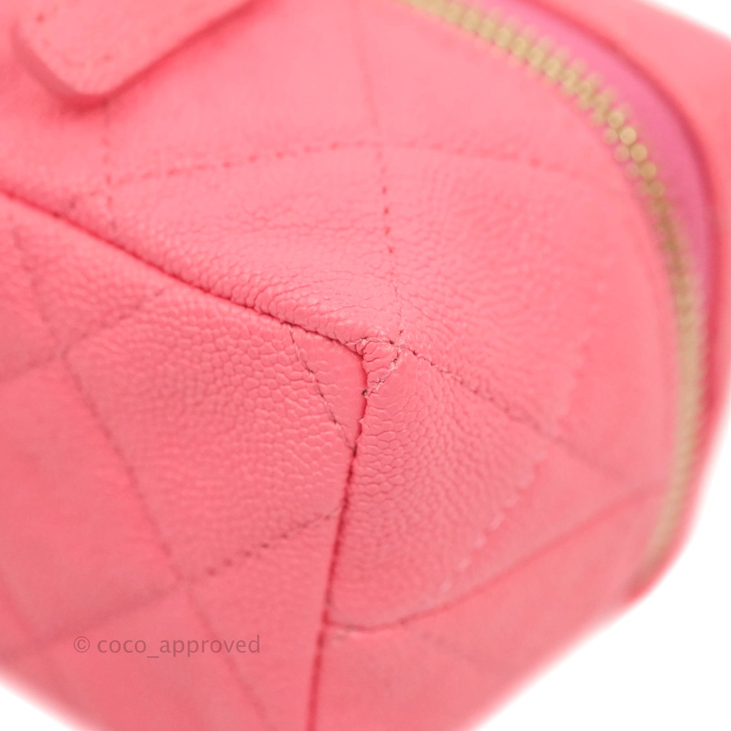 Chanel Quilted Mini Top Handle Vanity With Chain Pink Caviar Aged Gold Hardware