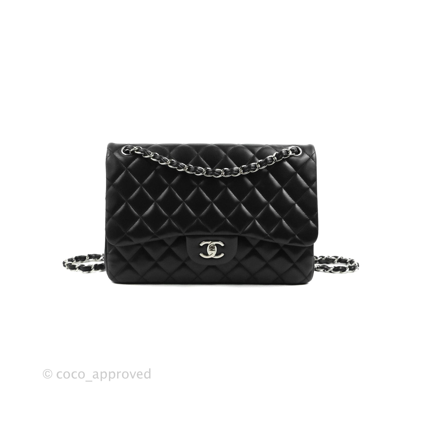 Chanel Jumbo Double Flap Black Lambskin Silver Hardware⁣⁣