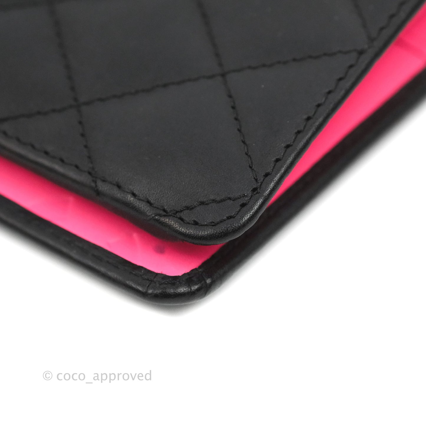 Chanel Quilted Cambon Yen Wallet Black Calfskin Silver Hardware
