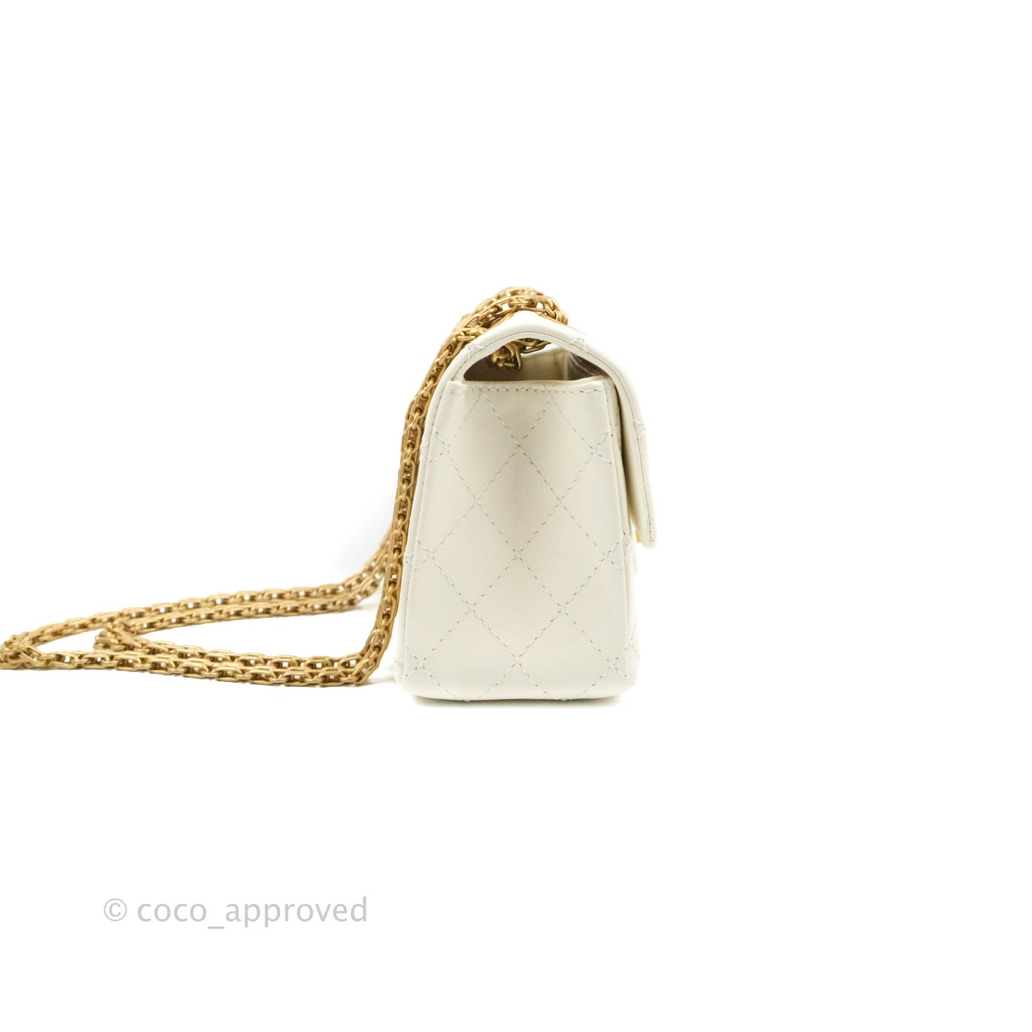 Chanel Mini Reissue 224 White Aged Calfskin Gold Hardware