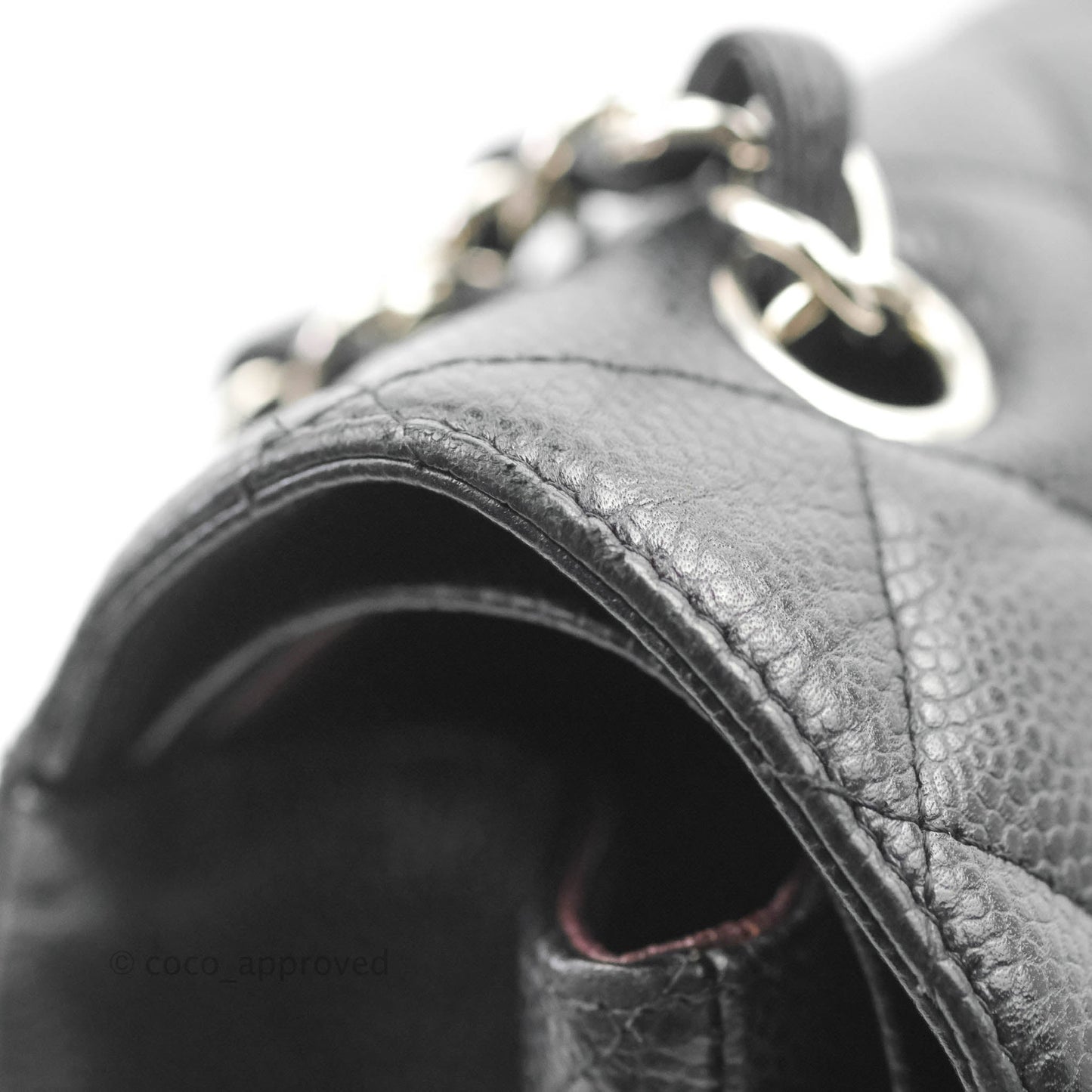 Chanel Quilted Maxi Double Flap Black Caviar Silver Hardware