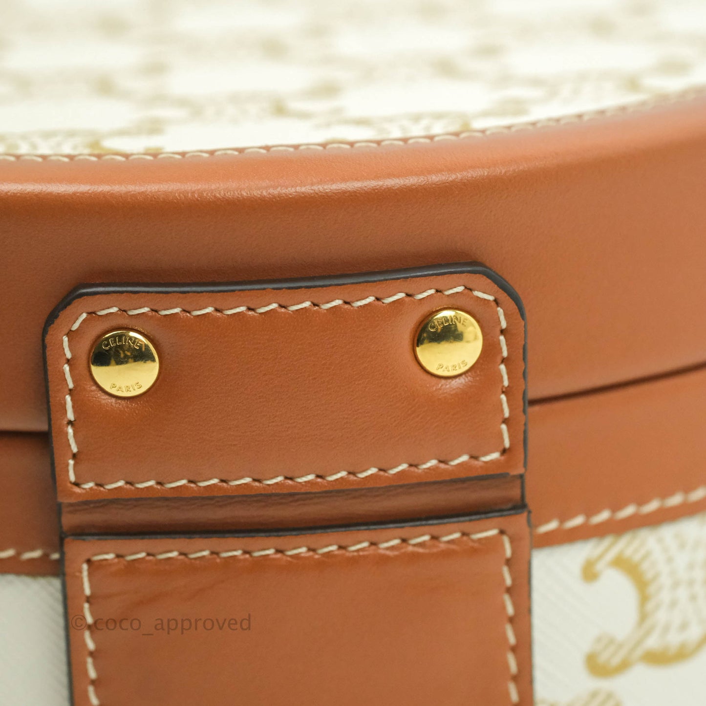 Celine Medium Tambour Bag White Triomphe Canvas