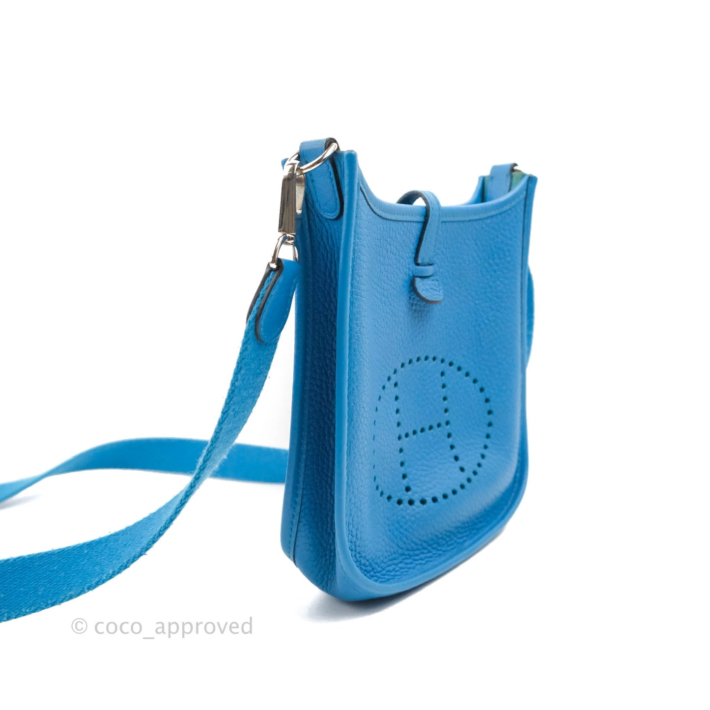 Hermès Mini Evelyne 16 Bleu Zanzibar Clemence Palladium Hardware
