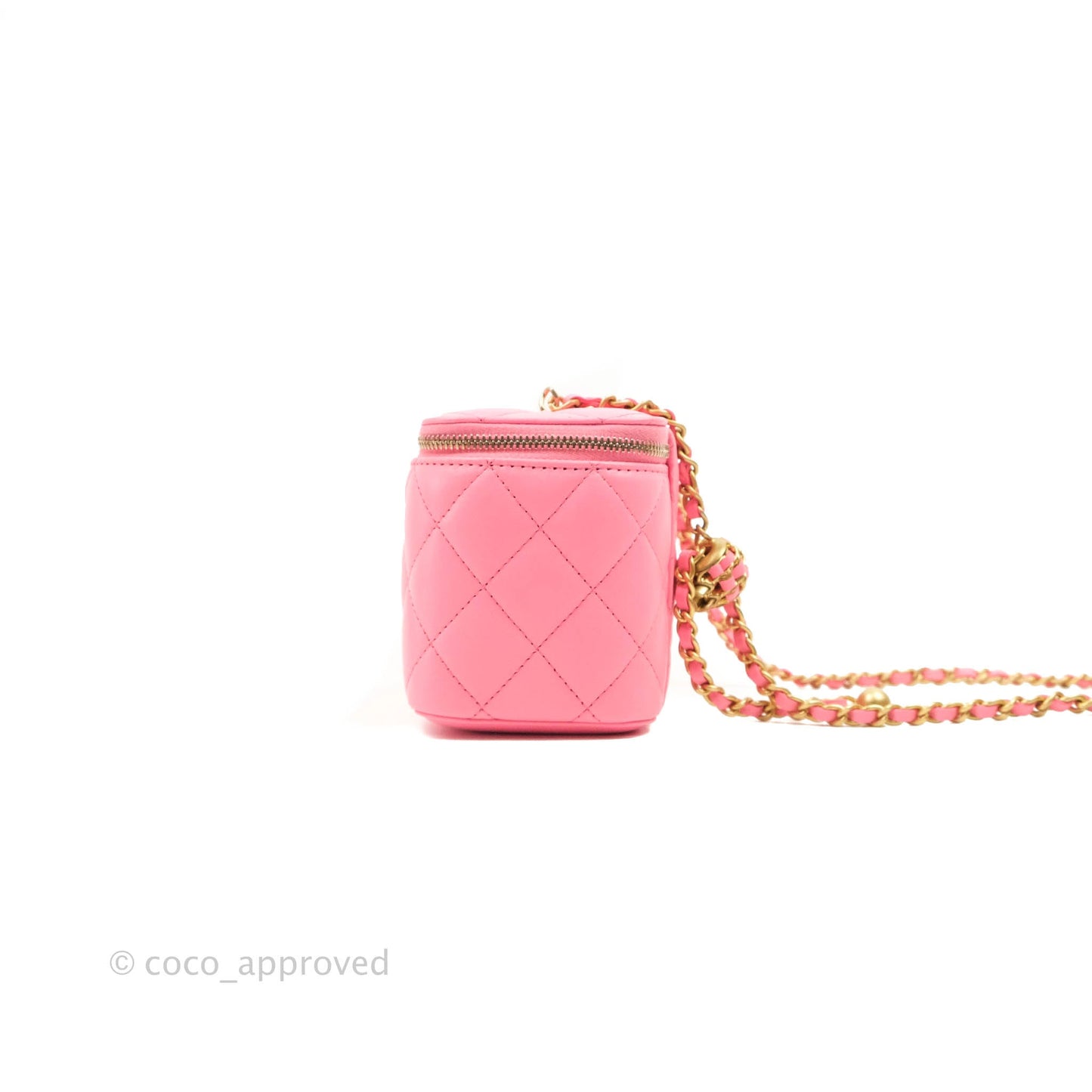 Chanel Vanity with Pearl Crush Chain Pink Lambskin Aged Gold Hardware