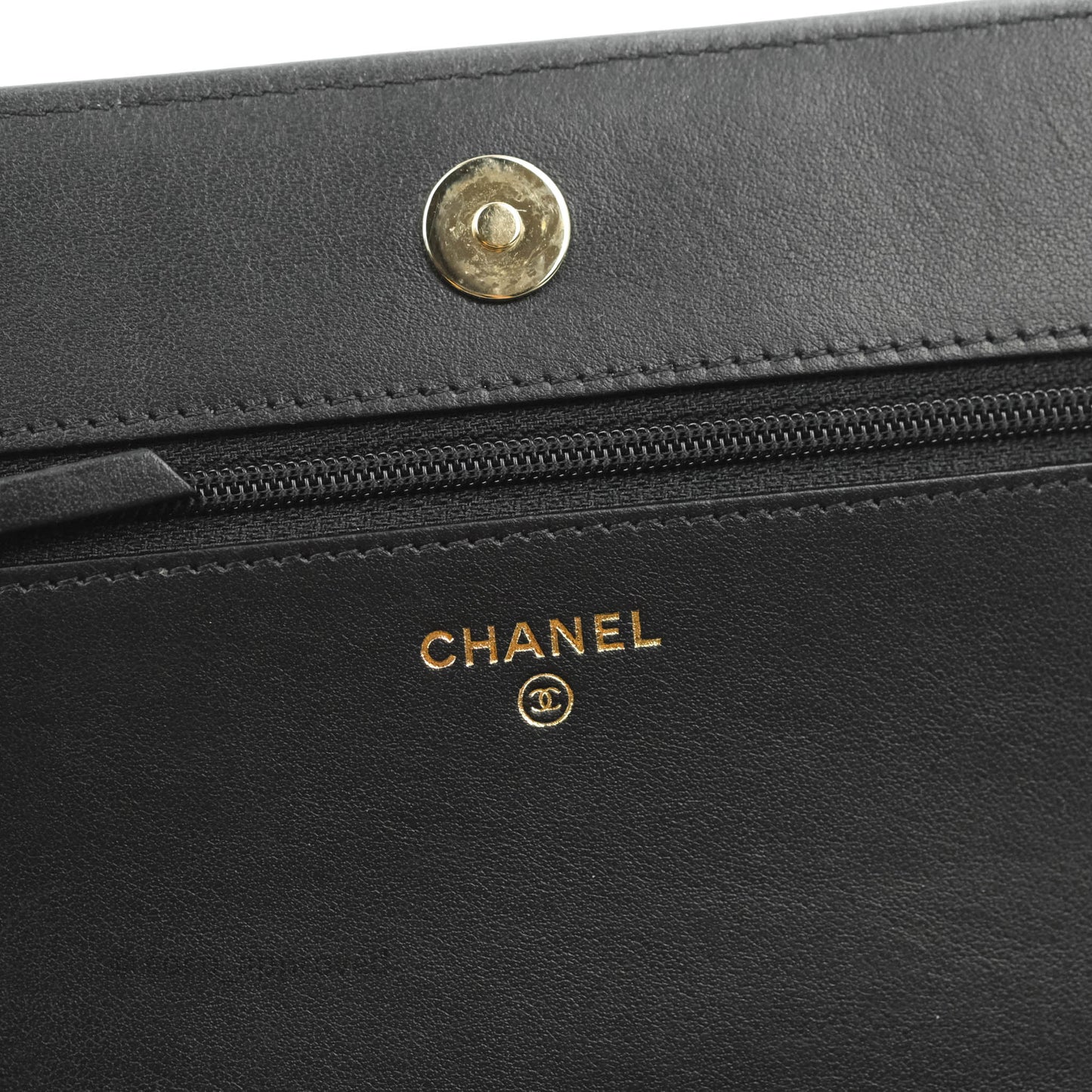 Chanel Chevron Boy Wallet On Chain Black Caviar Gold Hardware