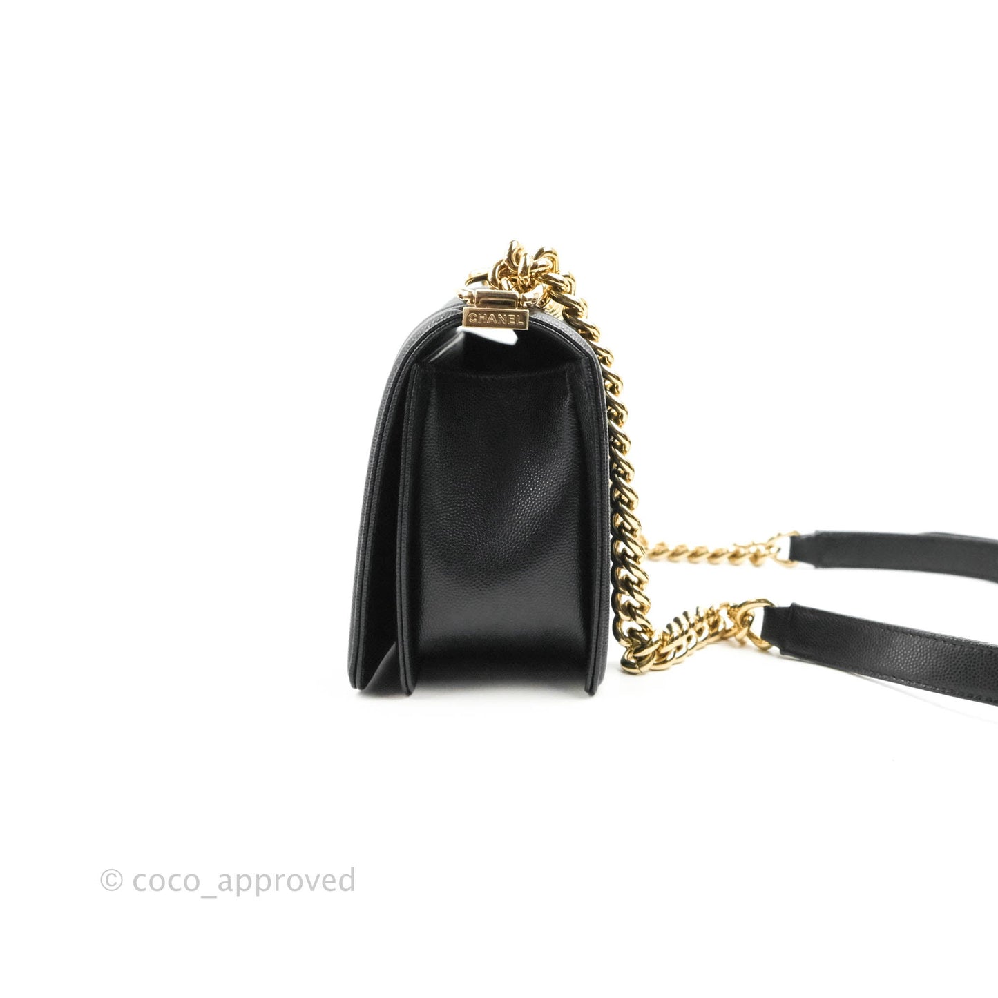 Chanel Chevron Medium Boy Black Caviar Gold Hardware