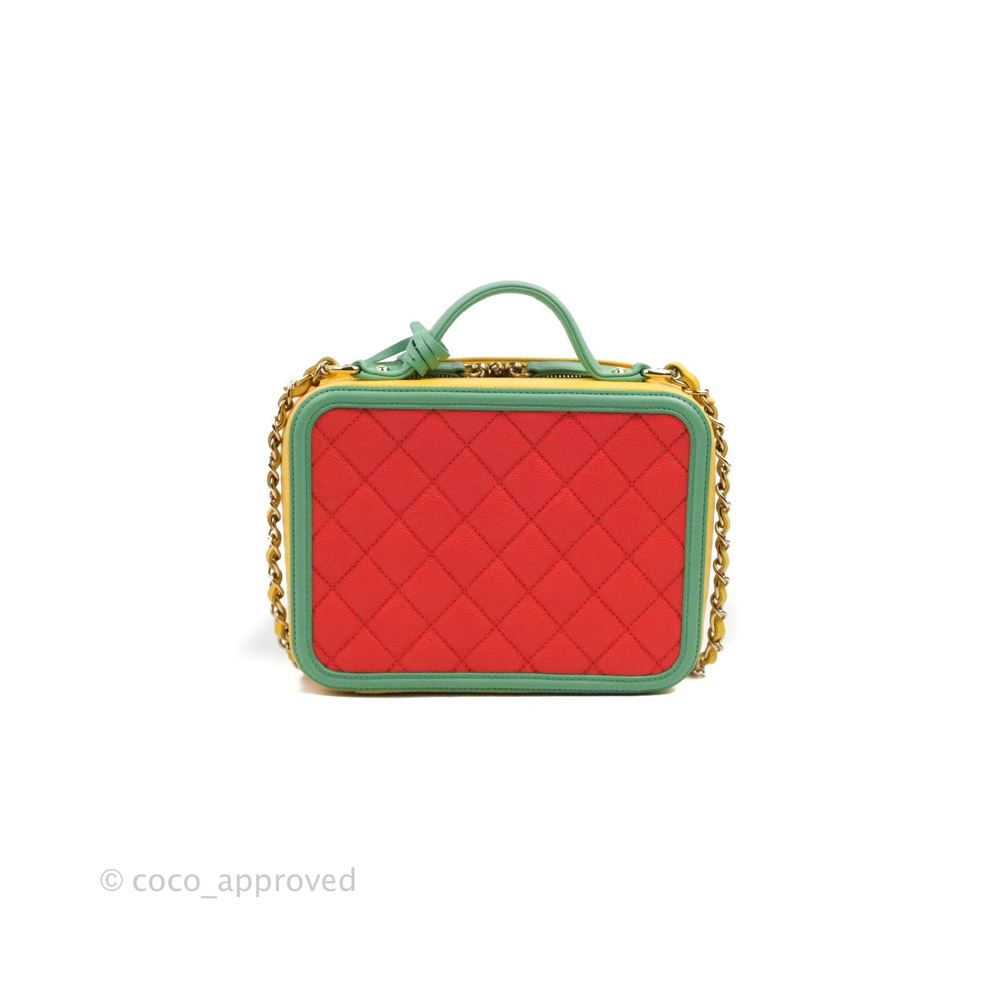 Chanel Quilted Medium CC Filigree Vanity Case Multicolour Caviar Gold Hardware 19C