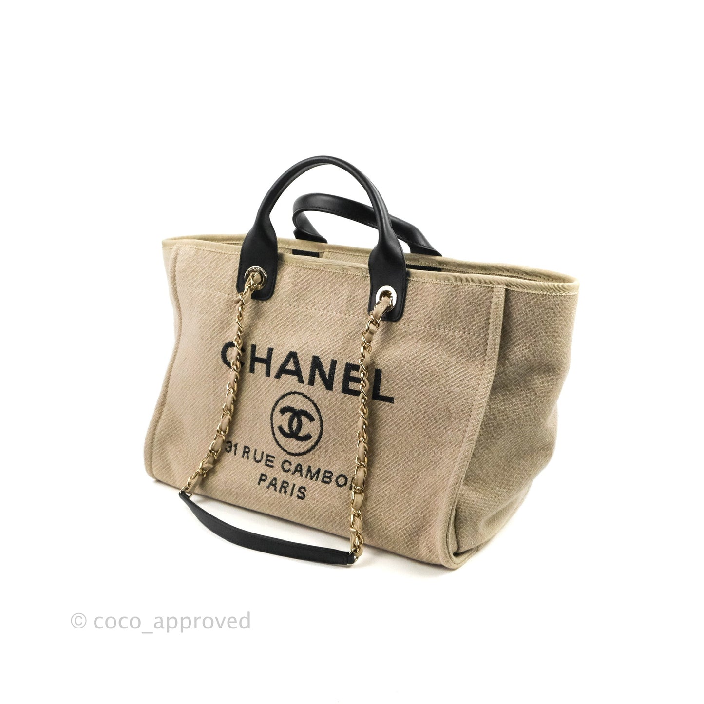 Chanel Large Deauville Black/Taupe Canvas