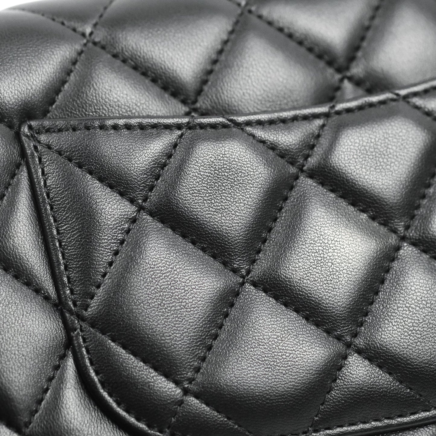 Chanel Quilted Wallet on Chain WOC Black Lambskin Silver Hardware