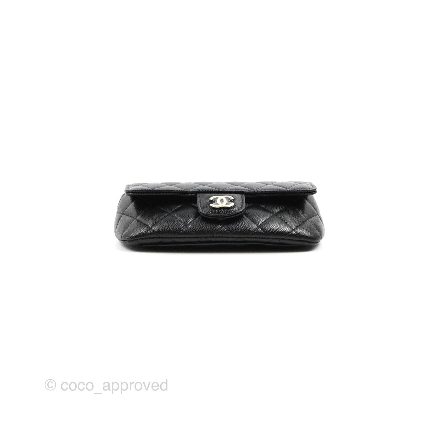 Chanel Quilted Case With Chain Black Caviar Gold Hardware