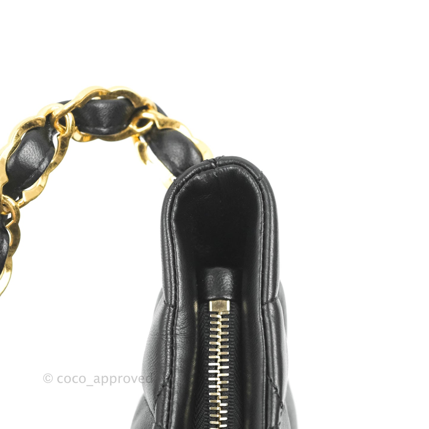 Chanel Small Hobo Bag CC Chain Black Calfskin Aged Gold Hardware 22K