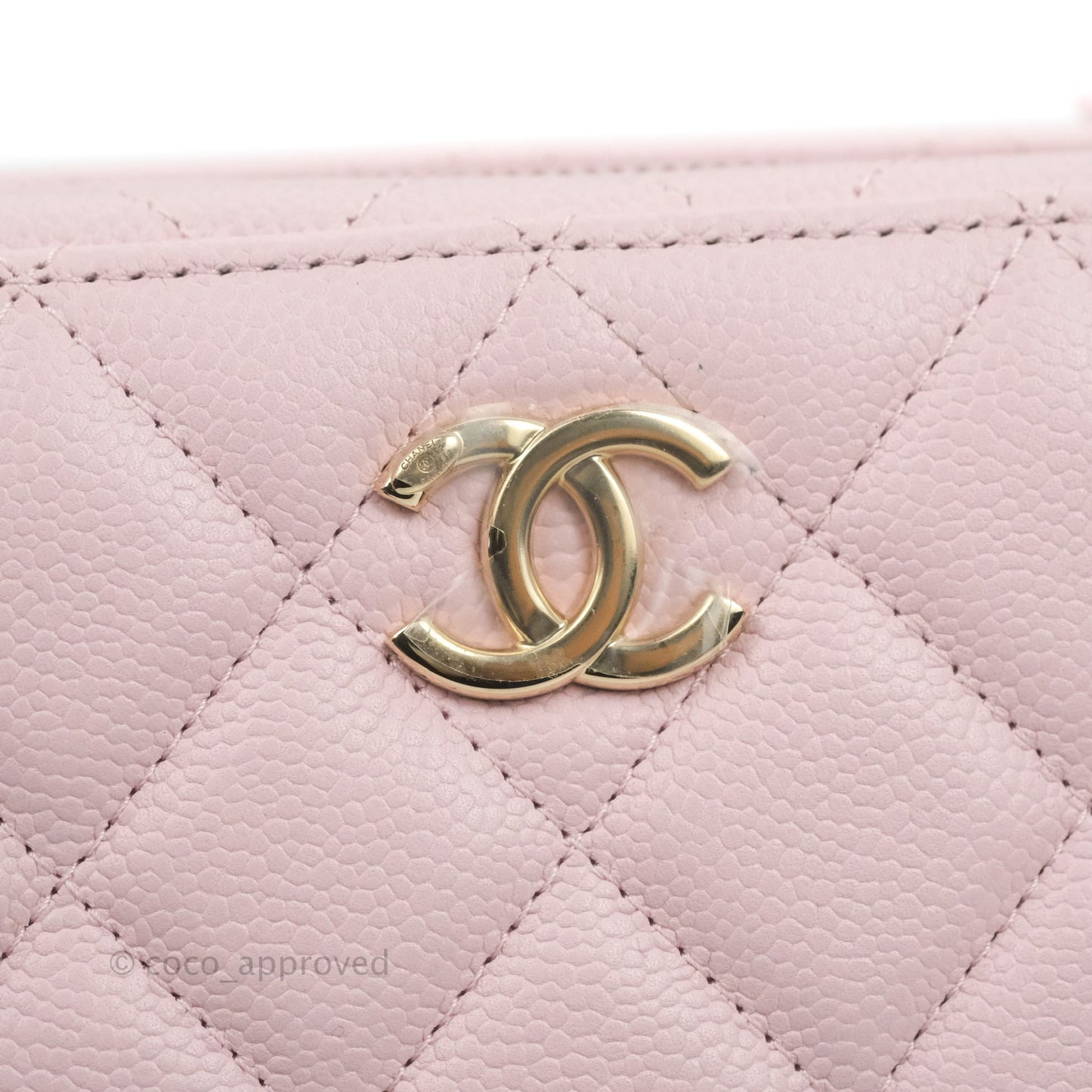 Chanel Quilted Top Handle Vanity Case Caviar Light Pink Gold Hardware