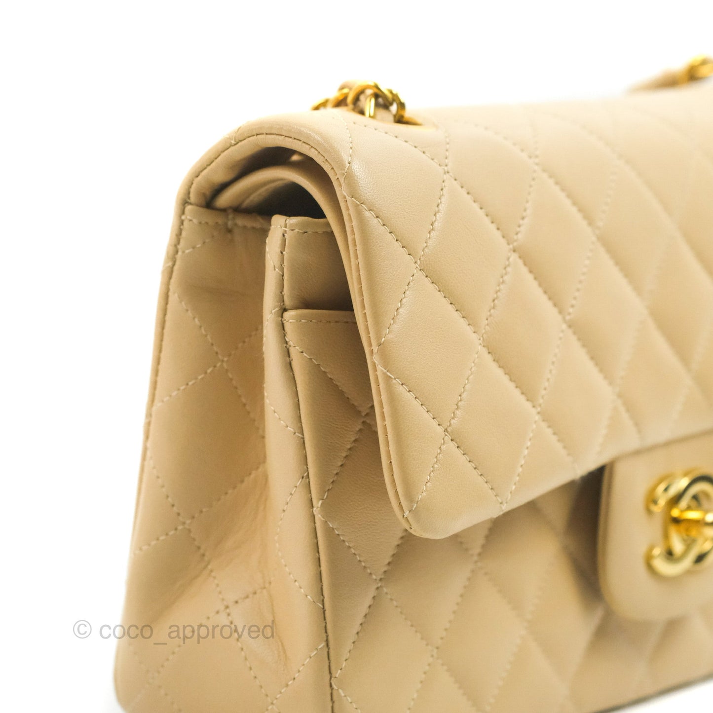 Chanel Classic Vintage Small Flap Beige Lambskin 24K Gold Hardware