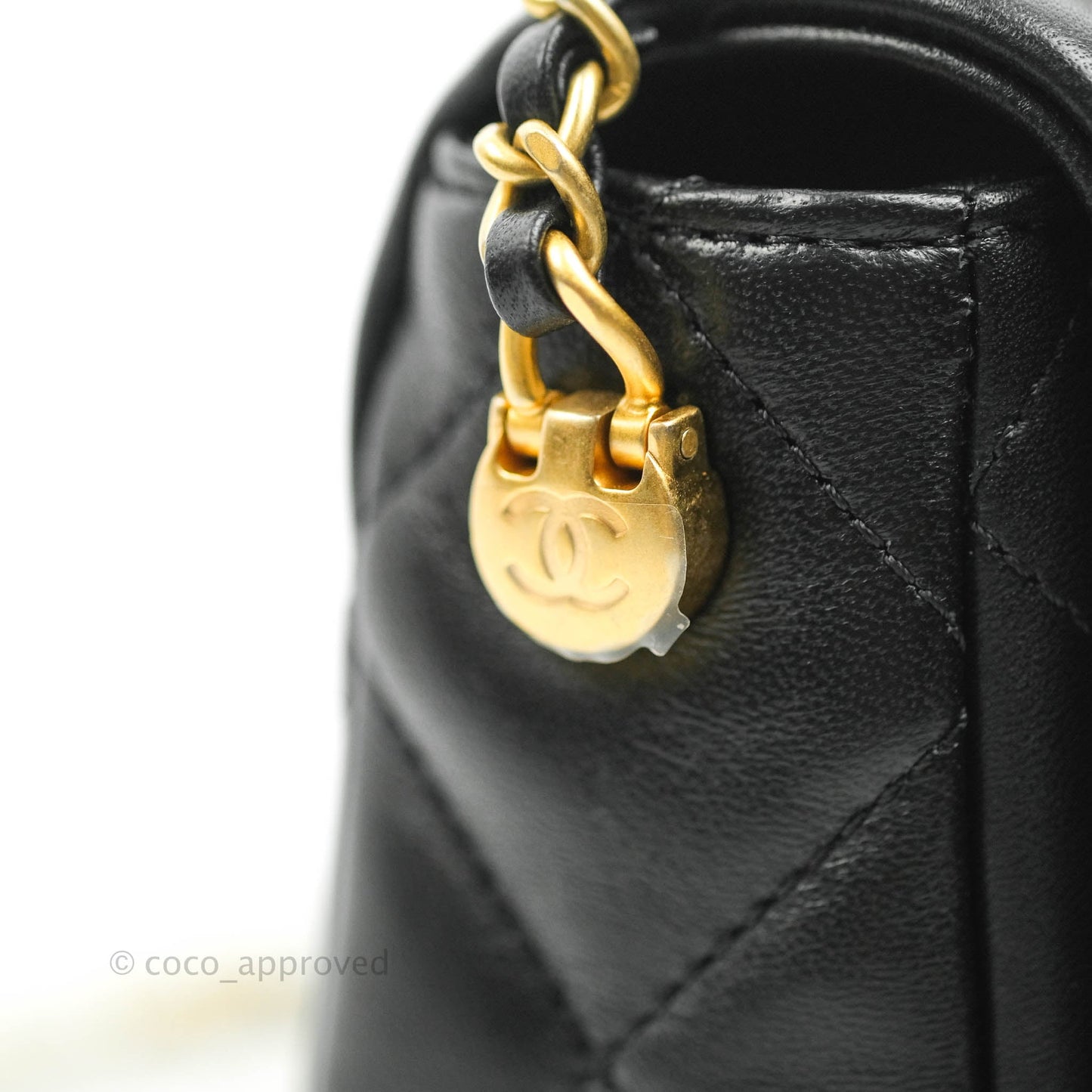 Chanel Quilted My Perfect Mini With Pearl Black Lambskin Gold Hardware