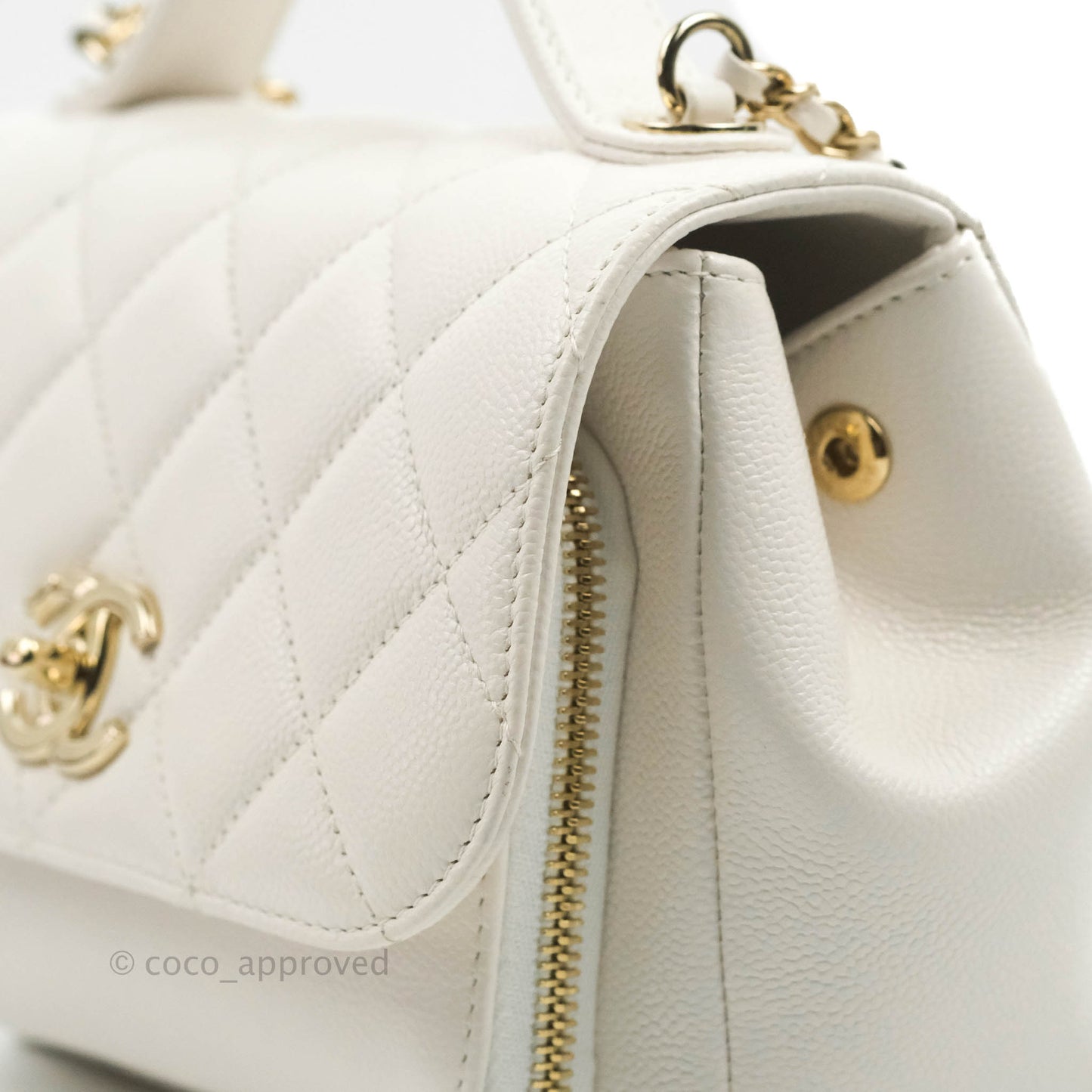 Chanel Quilted Small Business Affinity Flap White Caviar Gold Hardware