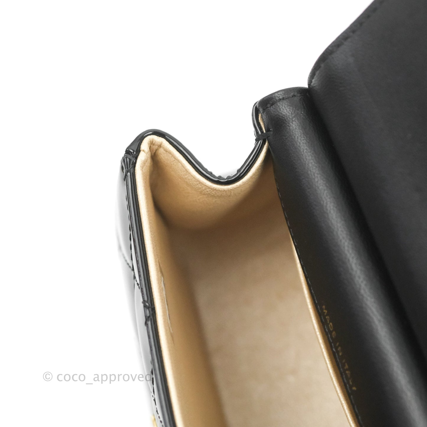 Chanel Quilted Clutch With Chain Patent Metal Black Gold Hardware