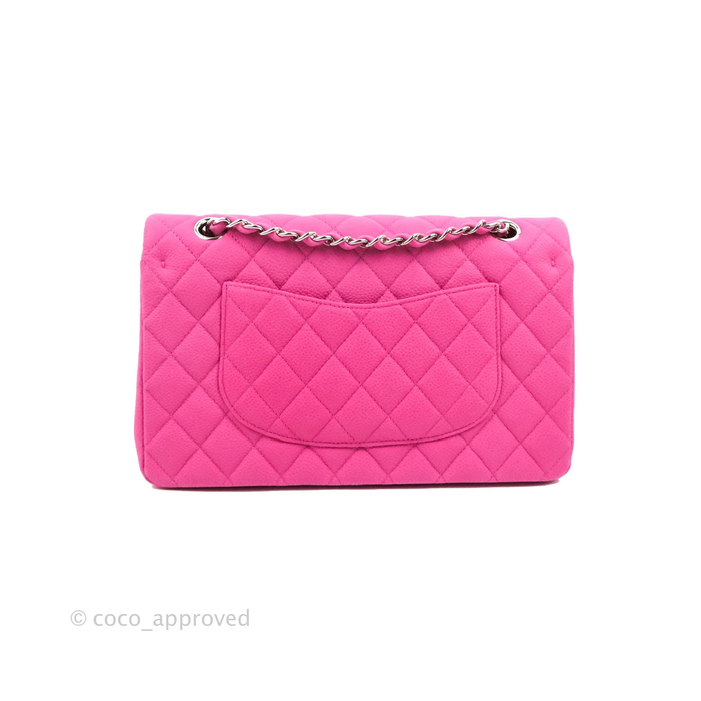 Chanel Classic M/L Medium Flap Quilted Pink Matte Caviar Silver Hardware