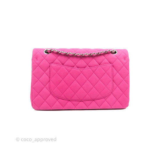 Chanel Classic M/L Medium Flap Quilted Pink Matte Caviar Silver Hardware