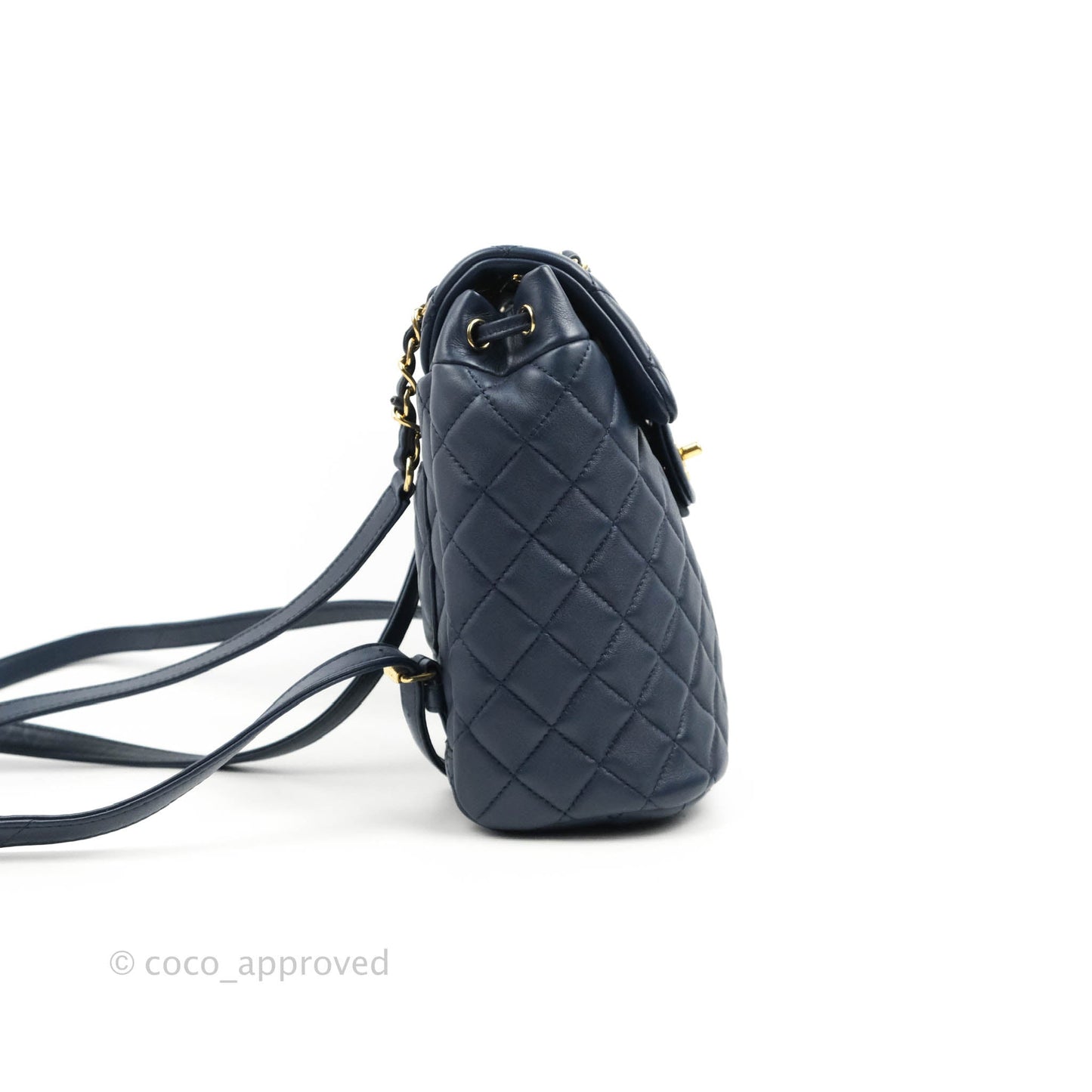 Chanel Mini Navy Calfskin Urban Spirit Backpack ⁣⁣⁣⁣⁣⁣⁣⁣⁣⁣⁣⁣⁣⁣Gold Hardware