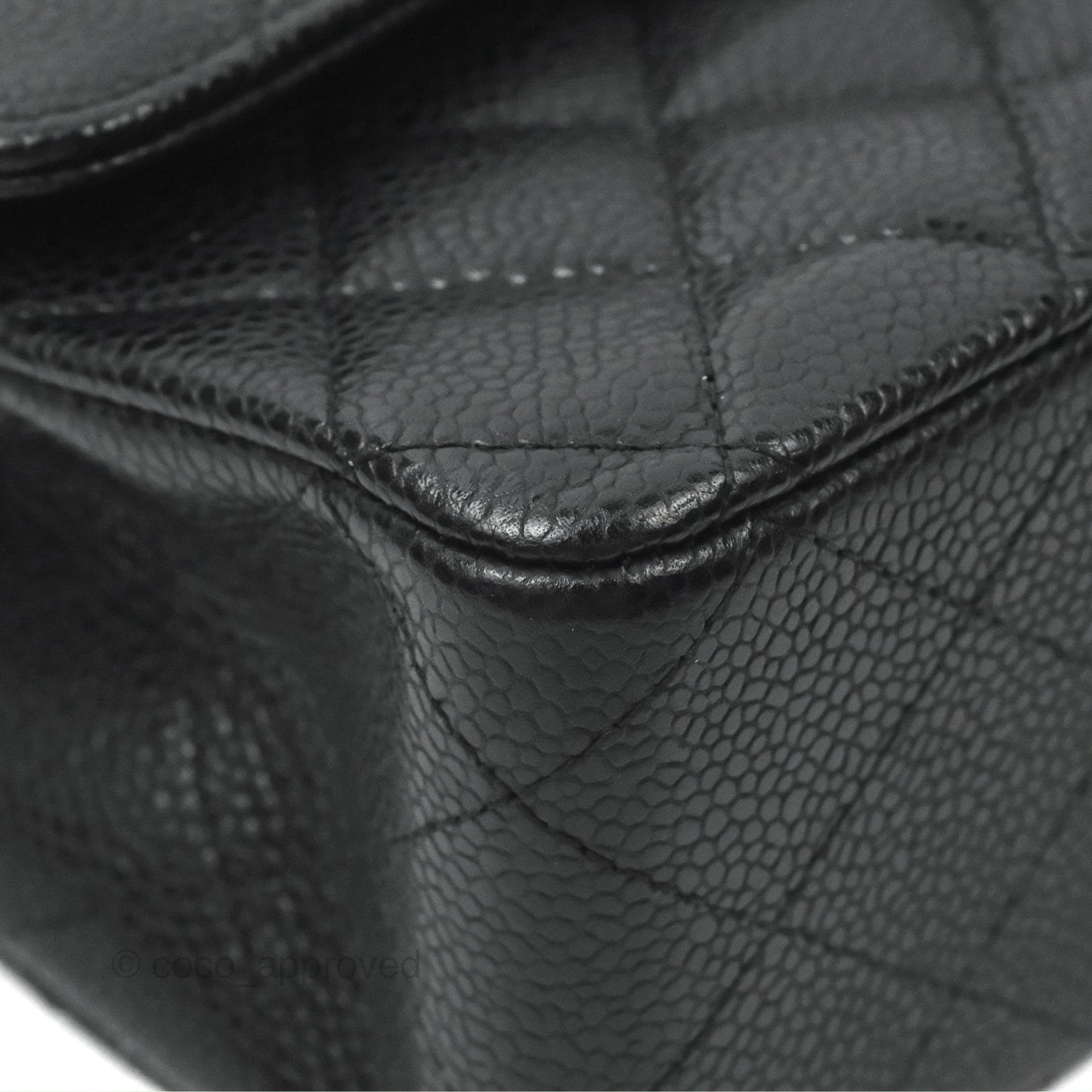 Chanel Classic M/L Medium Flap Quilted Black Caviar Silver Hardware