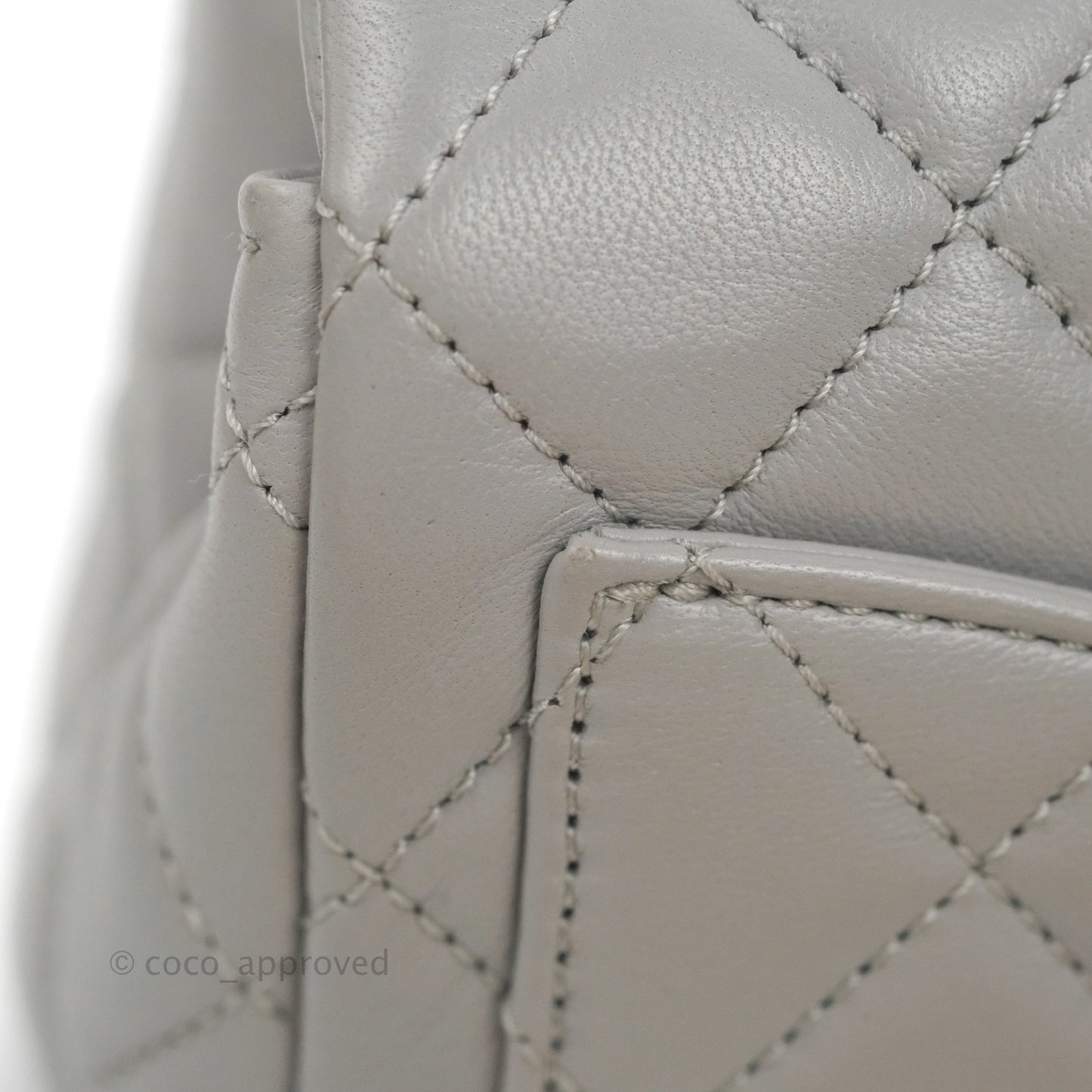 Chanel Mini Square Pearl Crush Quilted Grey Lambskin Aged Gold Hardware