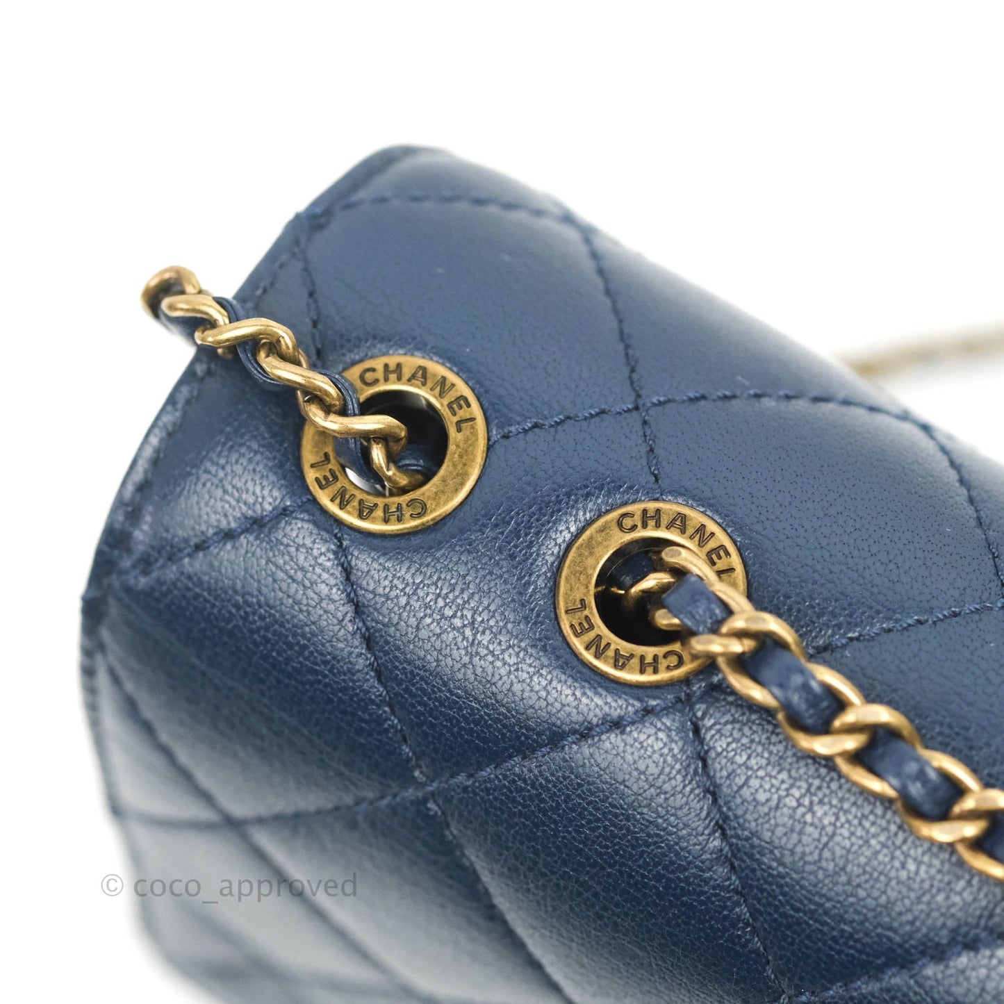 Chanel Beauty Lock Flap Bag Navy Sheepskin Aged Gold Hardware