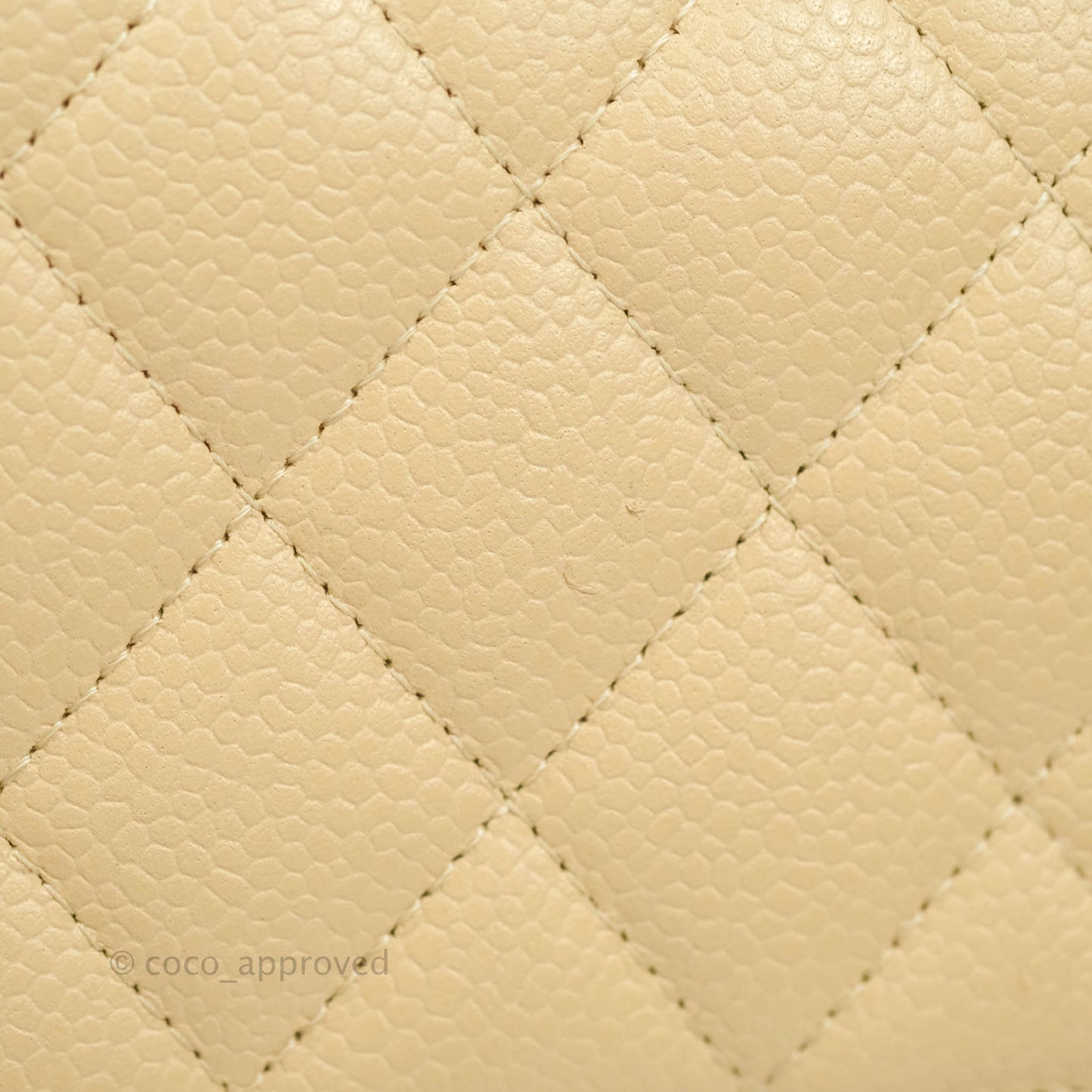 Chanel Classic M/L Medium Flap Quilted Beige Caviar Silver Hardware
