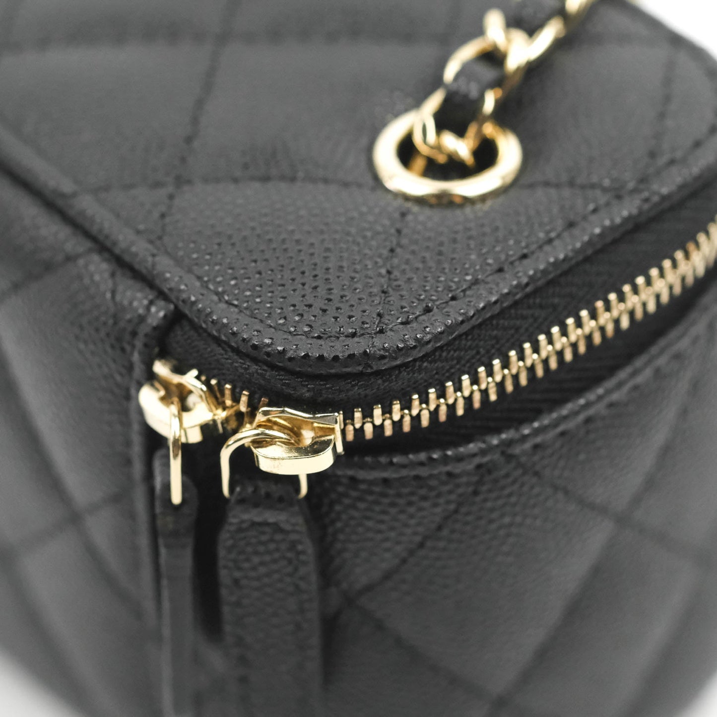 Chanel Mini Vanity With Chain Black Caviar Gold Hardware