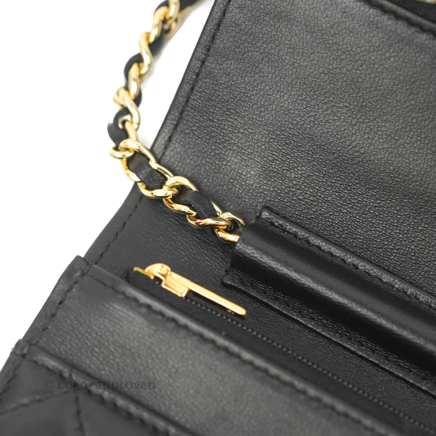 Chanel Quilted Classic WOC Black Lambskin Gold Hardware