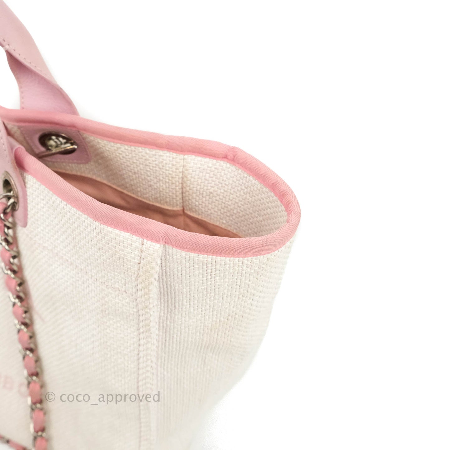 Chanel Large Deauville Pale Pink Canvas Silver Hardware