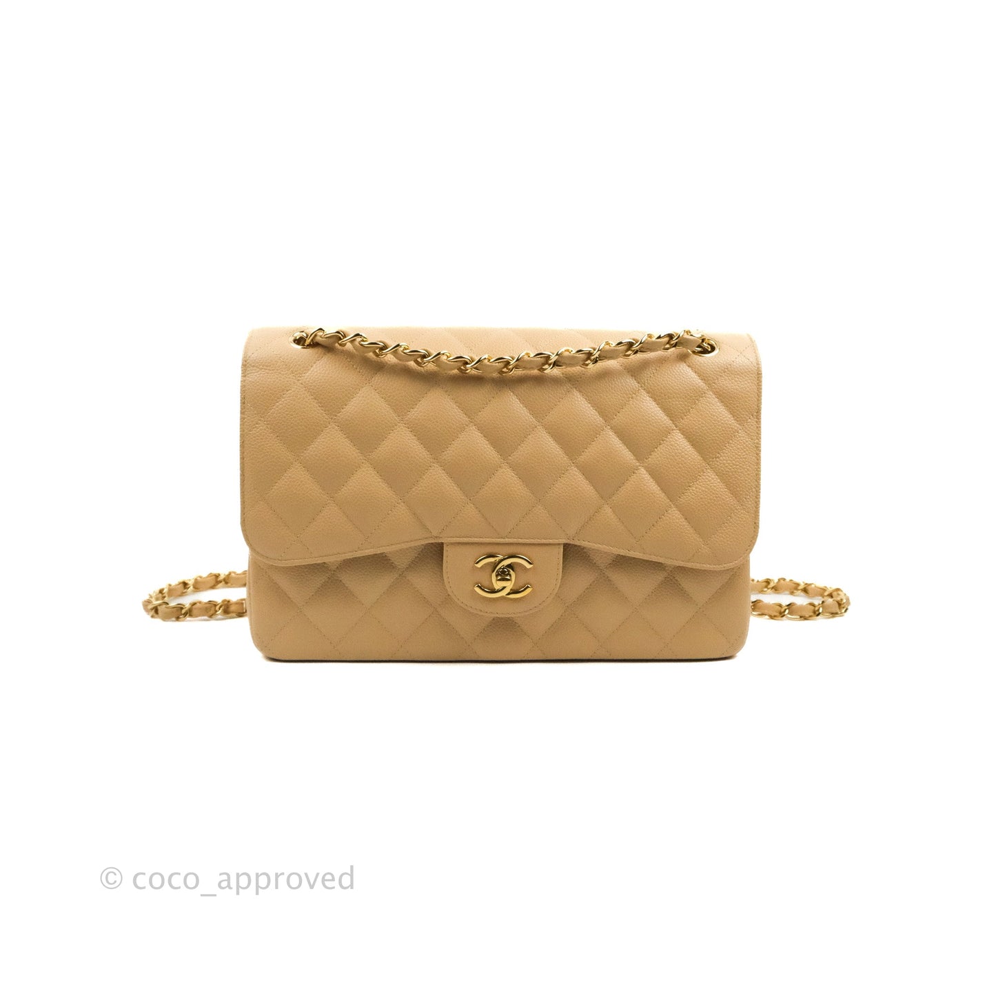 Chanel Jumbo Double Flap Beige Caviar Gold Hardware⁣⁣