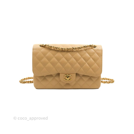 Chanel Jumbo Double Flap Beige Caviar Gold Hardware⁣⁣