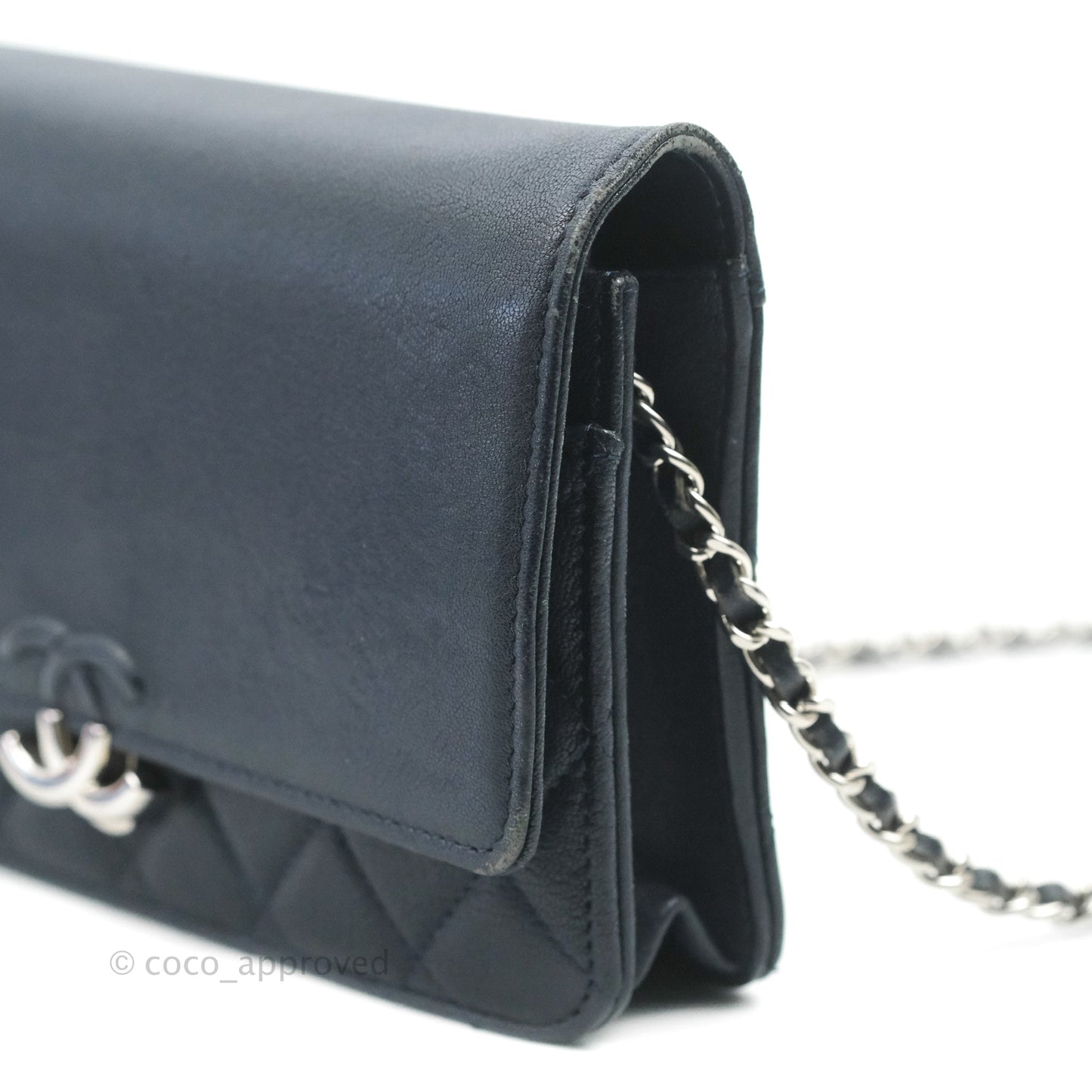 Chanel Urban Companion Wallet on Chain WOC Navy Calfskin Silver Hardware