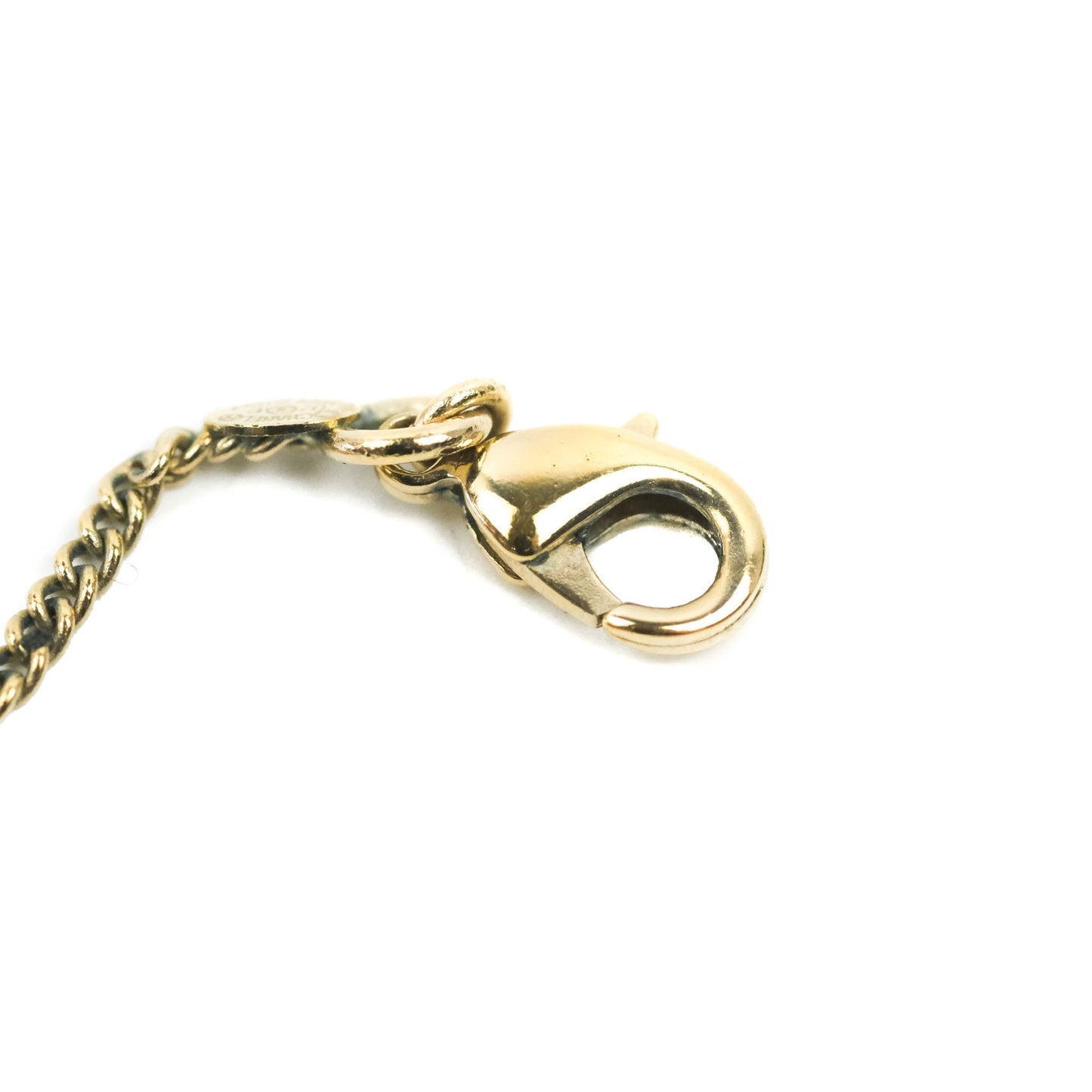Chanel CC Black Enamel Flap Bag Charm Pendant Necklace Gold Tone 07P