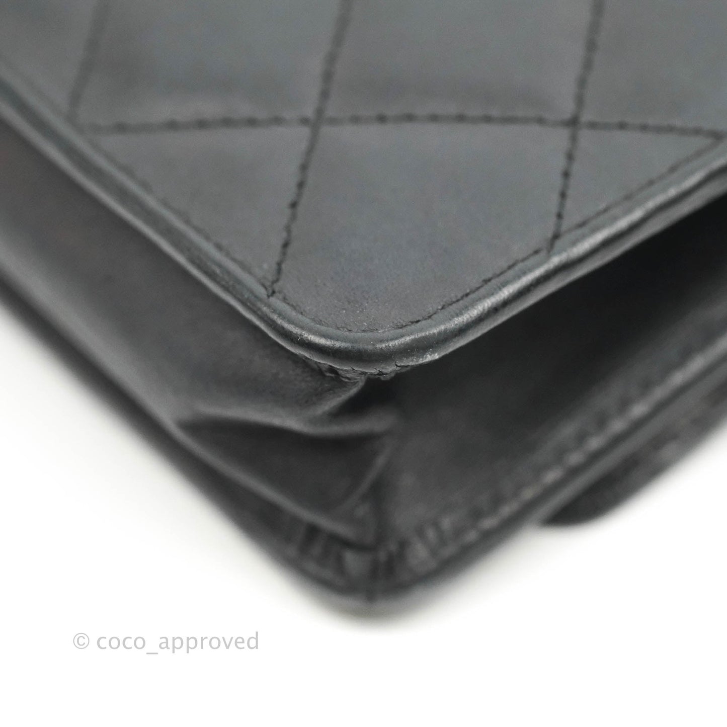 Chanel Calfskin Quilted Cambon Wallet on Chain WOC Black Silver Hardware