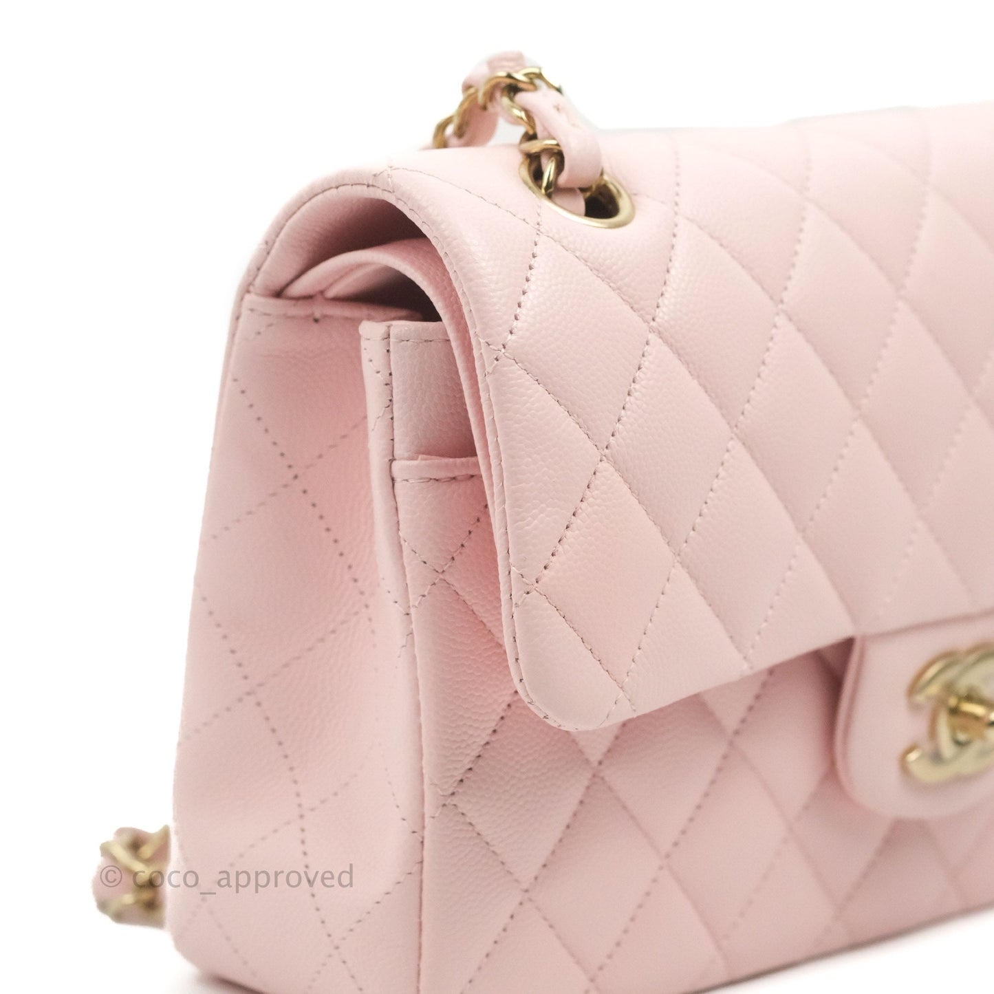 Chanel Classic Small S/M Flap Pink Caviar Gold Hardware 22S