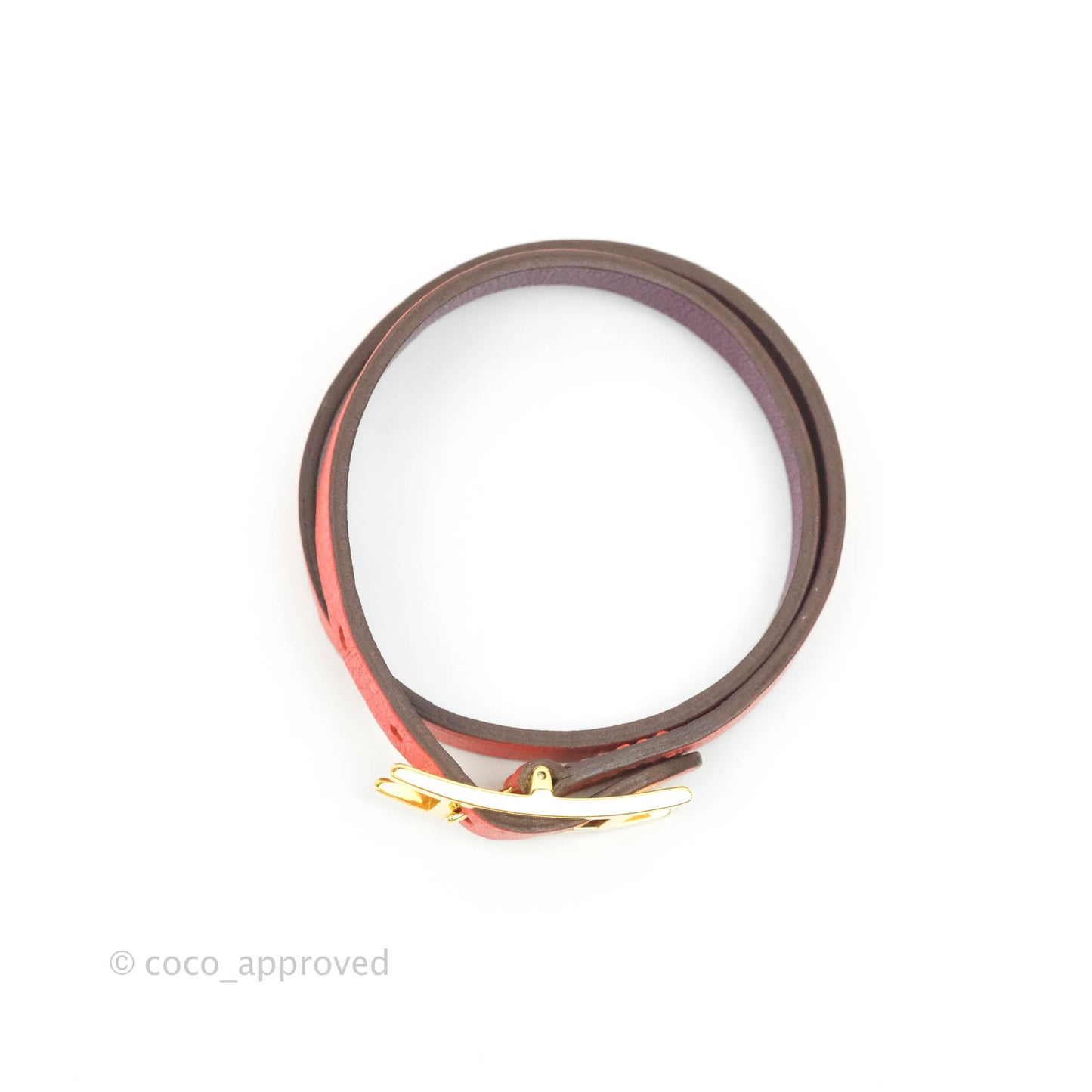 Hermès Veau Behapi Single Tour Bracelet Red/Purple