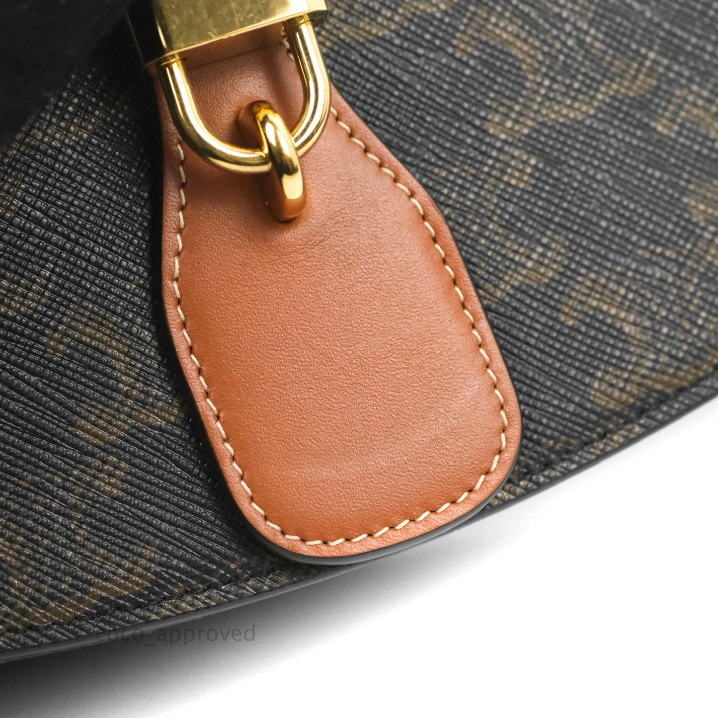 Celine Clutch on Strap Tabou Triomphe Canvas Tan Calfskin