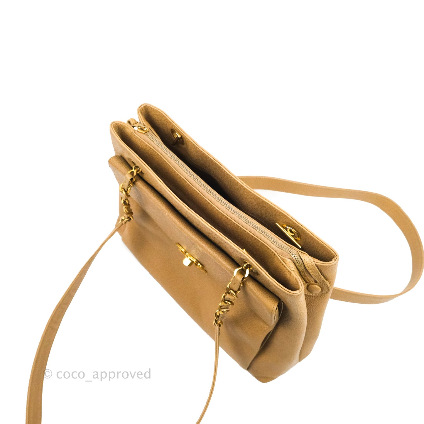 Chanel Vintage Tote Beige Caviar 24K Gold Hardware