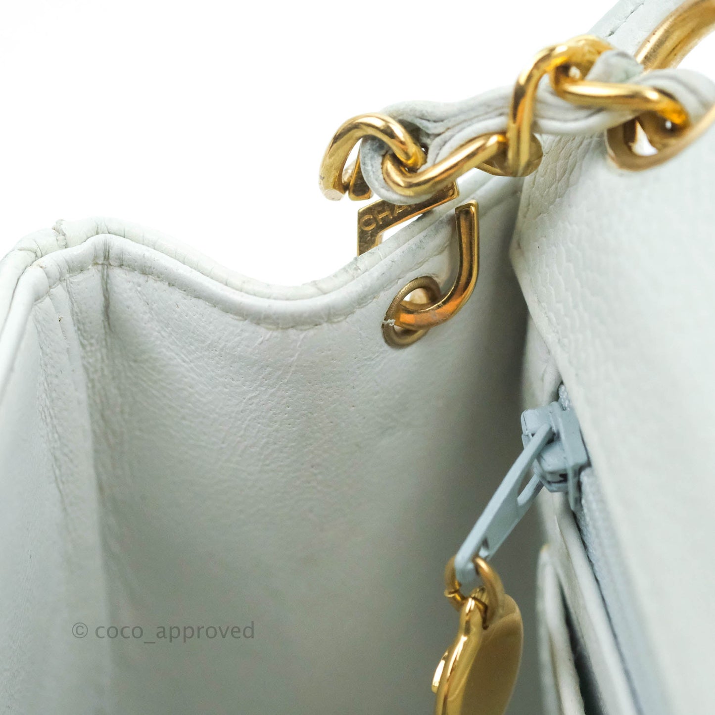 Chanel Quilted Vintage Mini Square Flap Light Blue Caviar 24K Gold Hardware