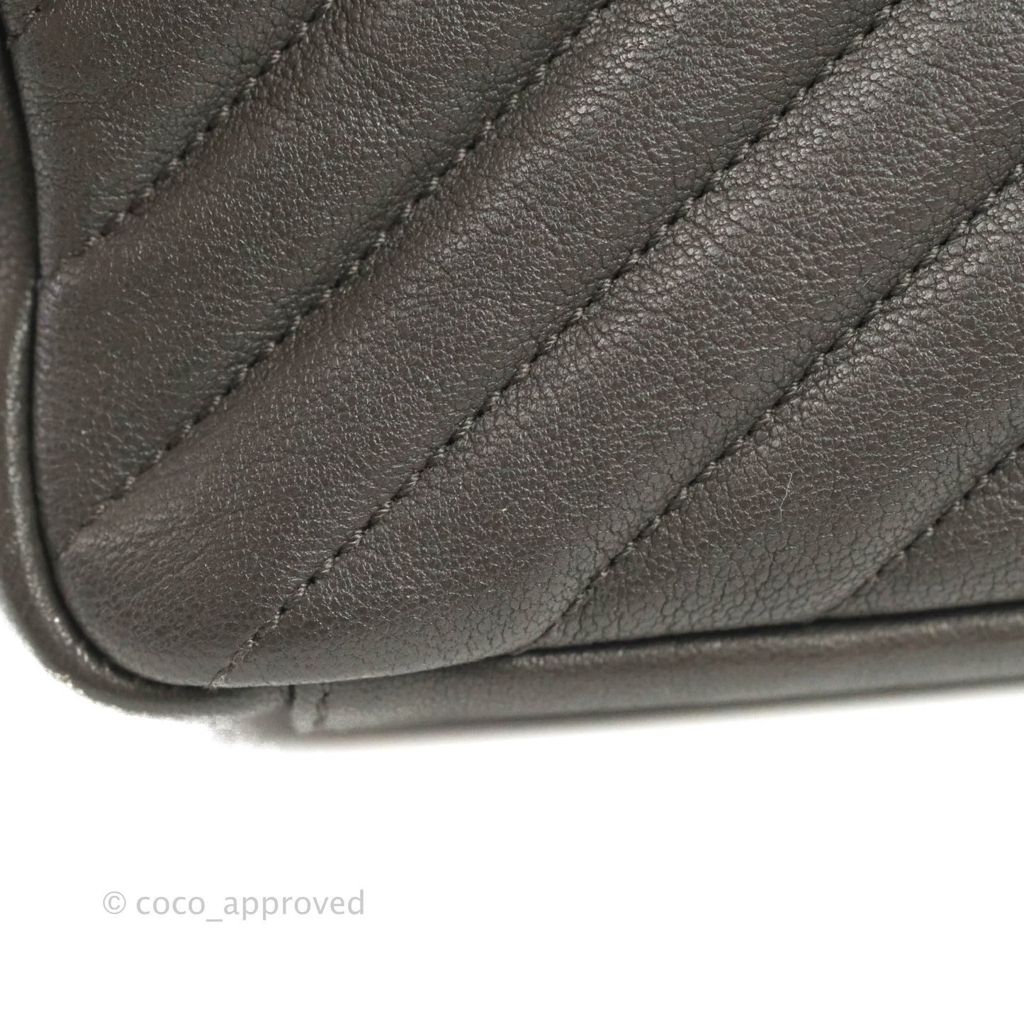 Saint Laurent Chevron Medium College Grey Chain Bag Ruthenium Hardware