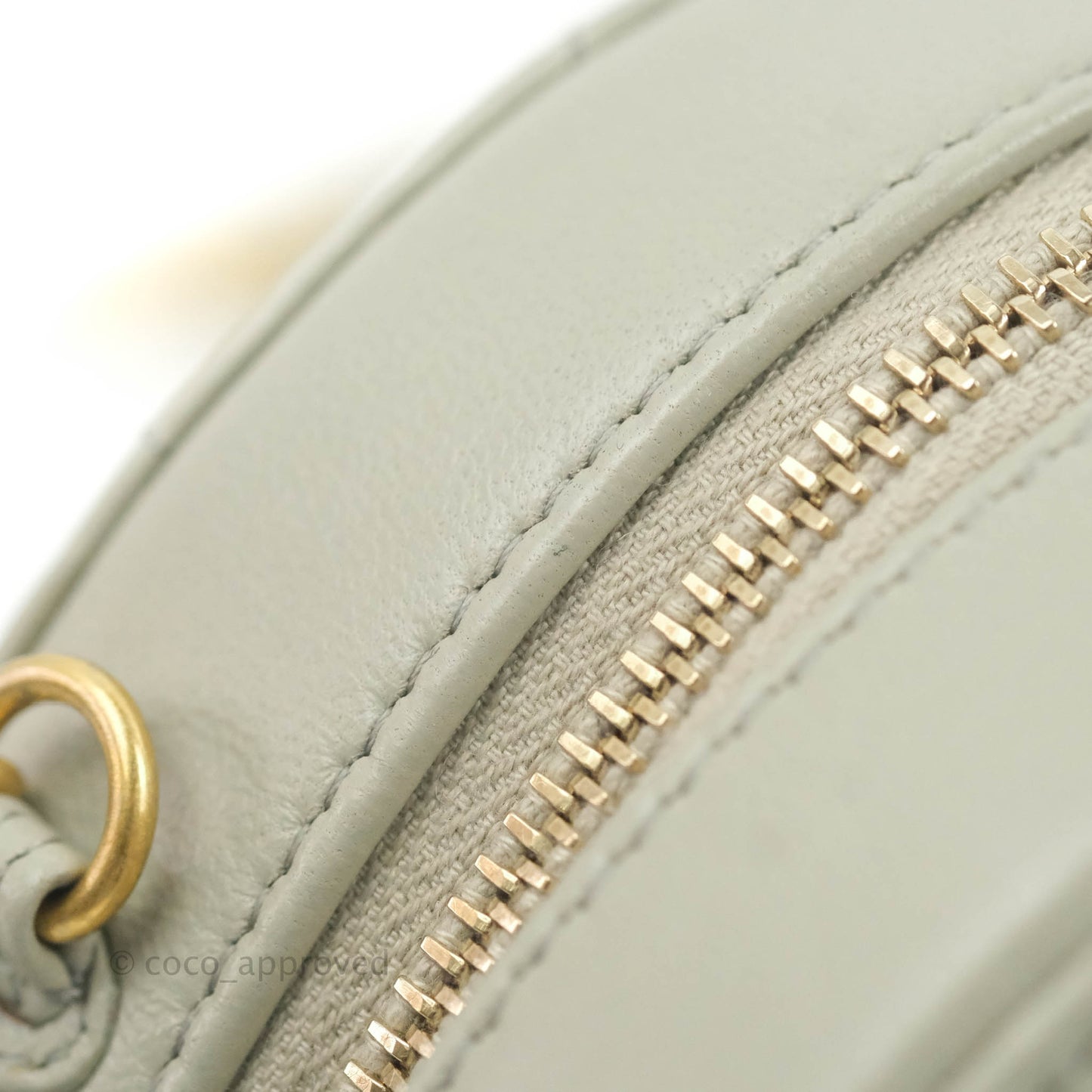 Chanel Quilted Round Pearl Crush Clutch With Chain Grey Lambskin Aged Gold Hardware