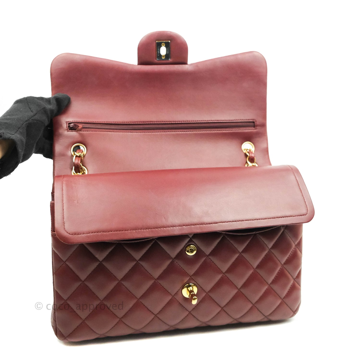 Chanel Jumbo Double Flap Burgundy Lambskin Gold Hardware