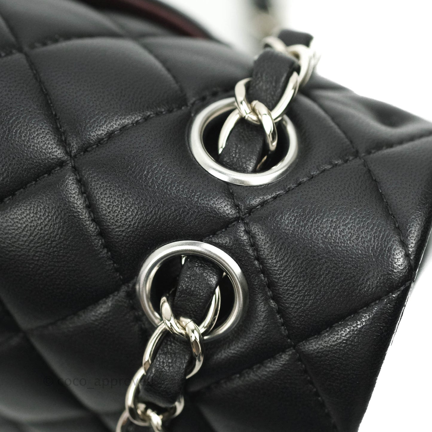 Chanel Classic M/L Medium Flap Quilted Black Lambskin Silver Hardware