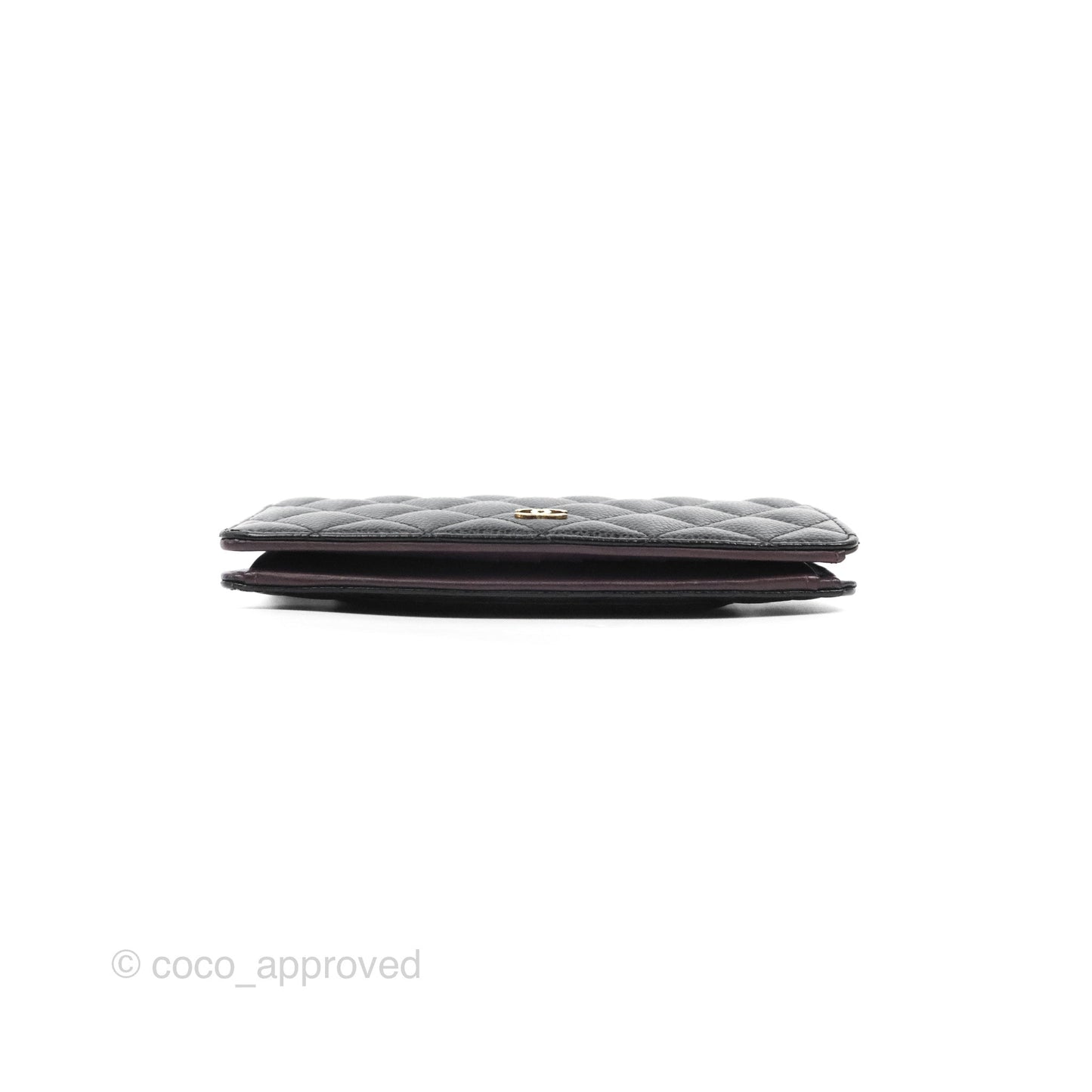 Chanel Quilted Yen Wallet Black Caviar Gold Hardware