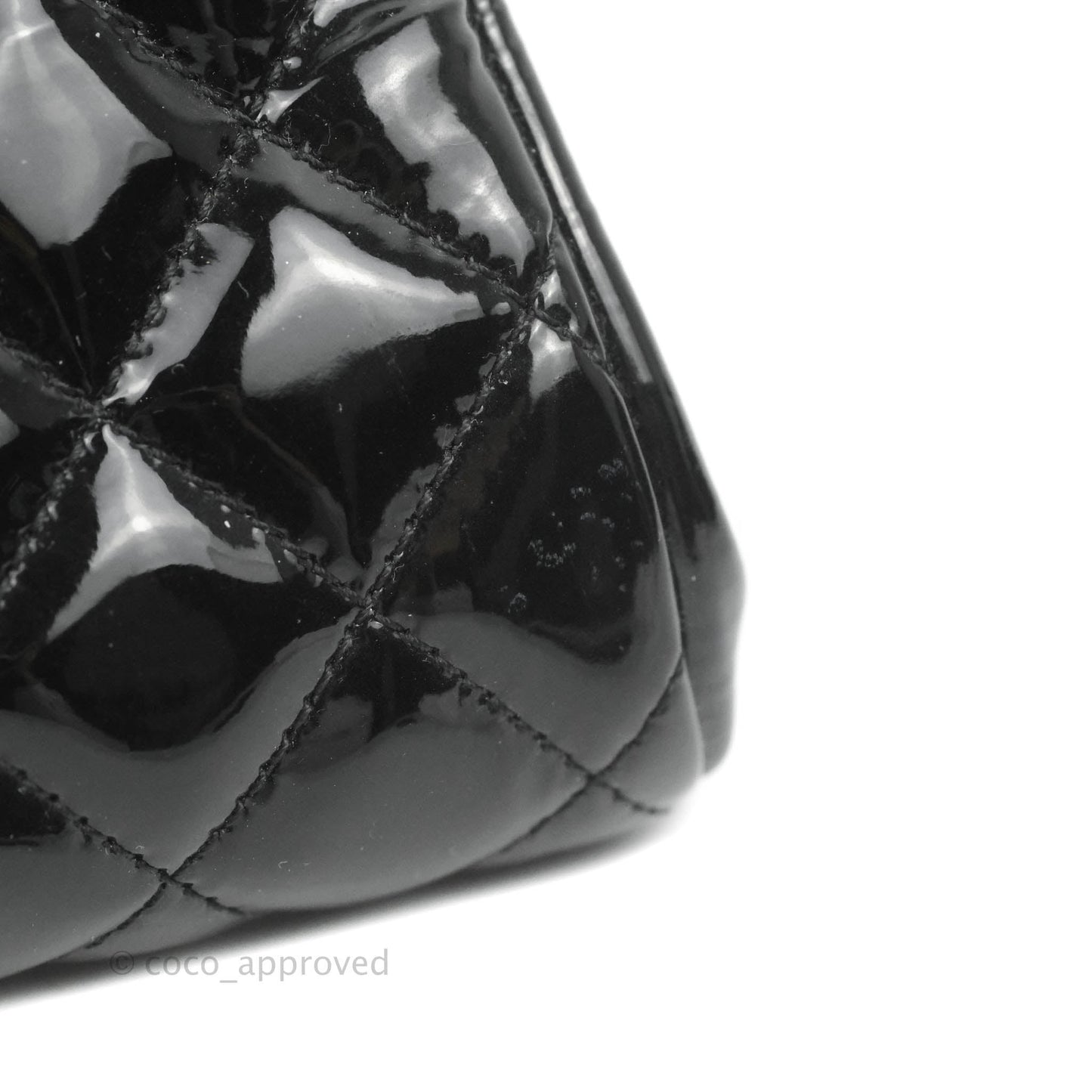 Chanel Mademoiselle Medium Bowling Black Patent Leather Silver Hardware