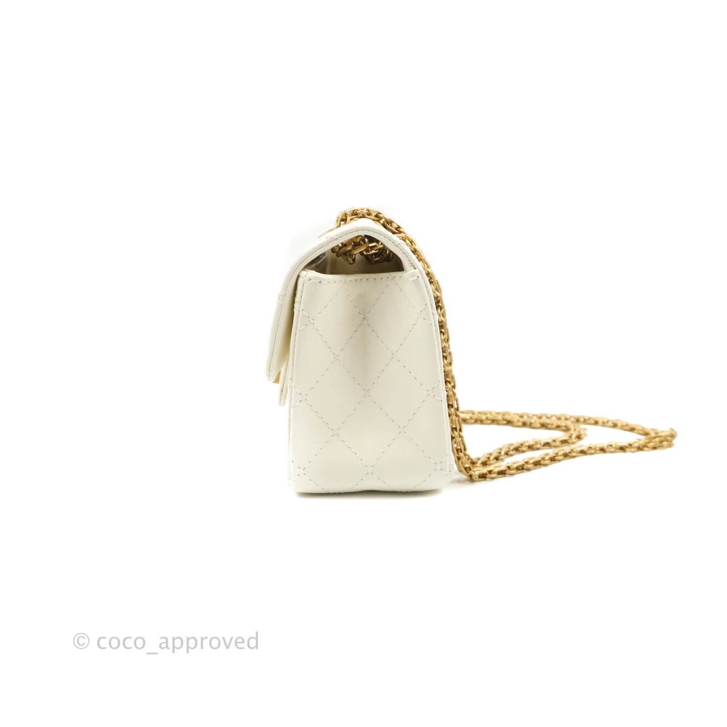 Chanel Mini Reissue 224 White Aged Calfskin Gold Hardware