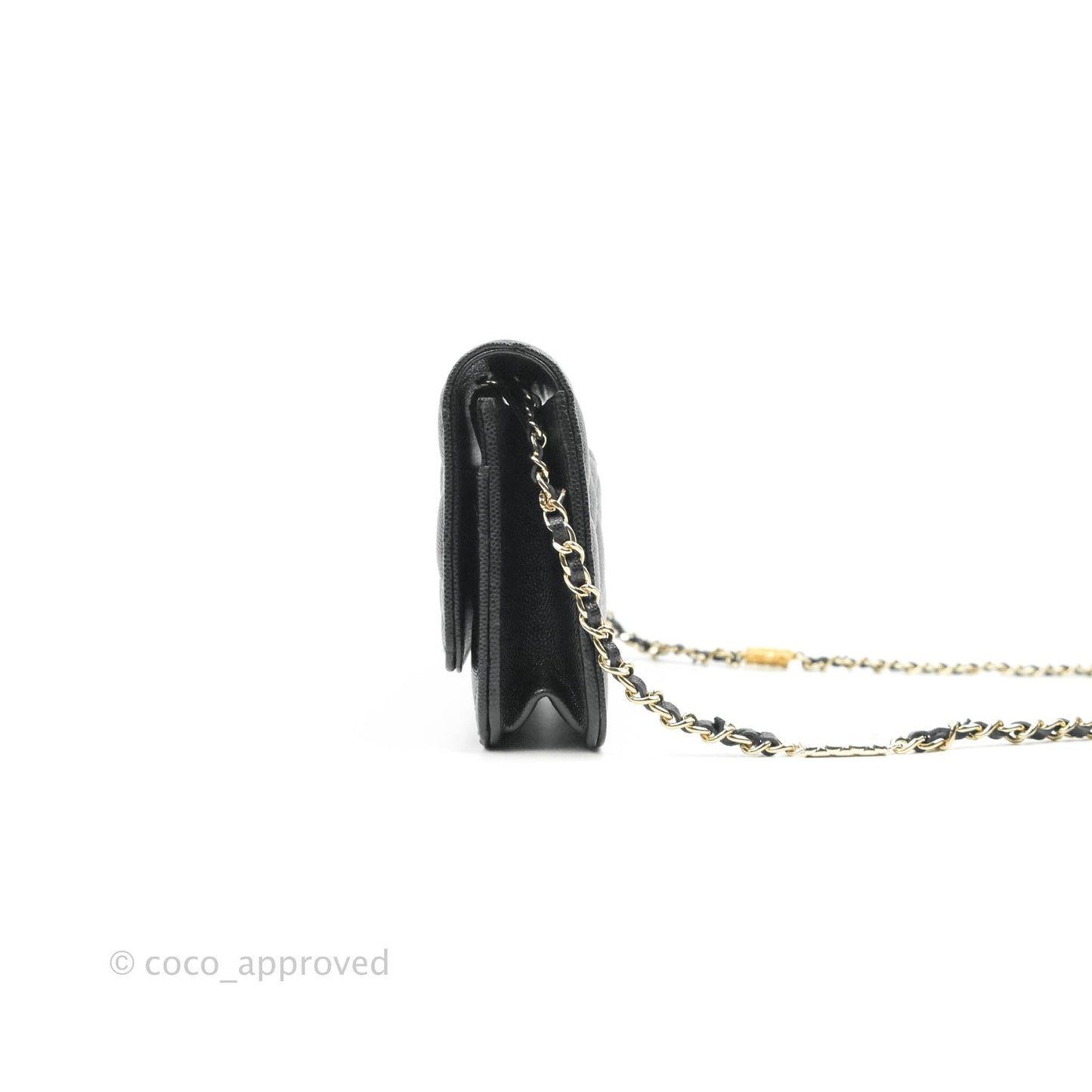 Chanel Quilted WOC Black Caviar Gold Hardware With Charms