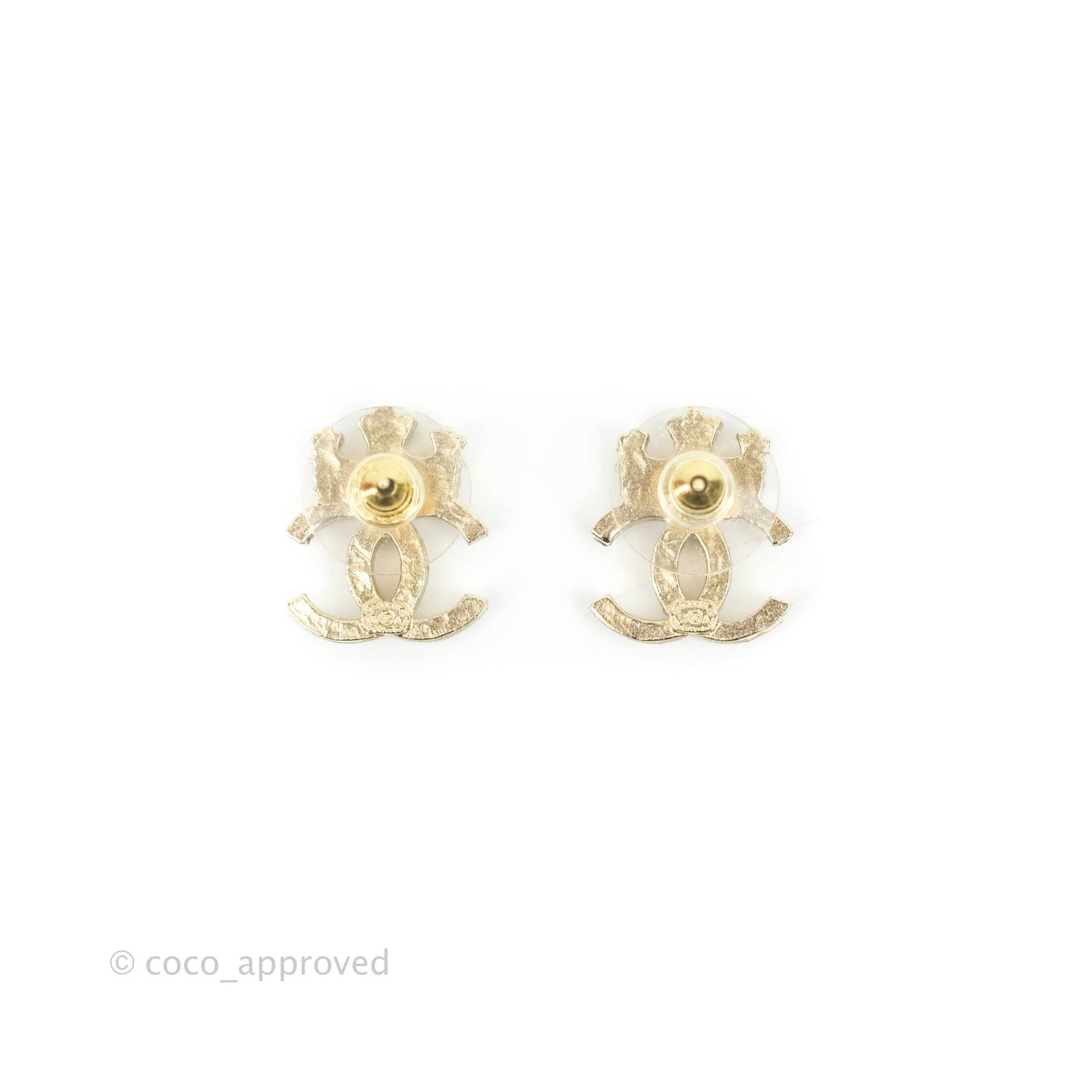Chanel Crystal CC Crown Earrings Gold
